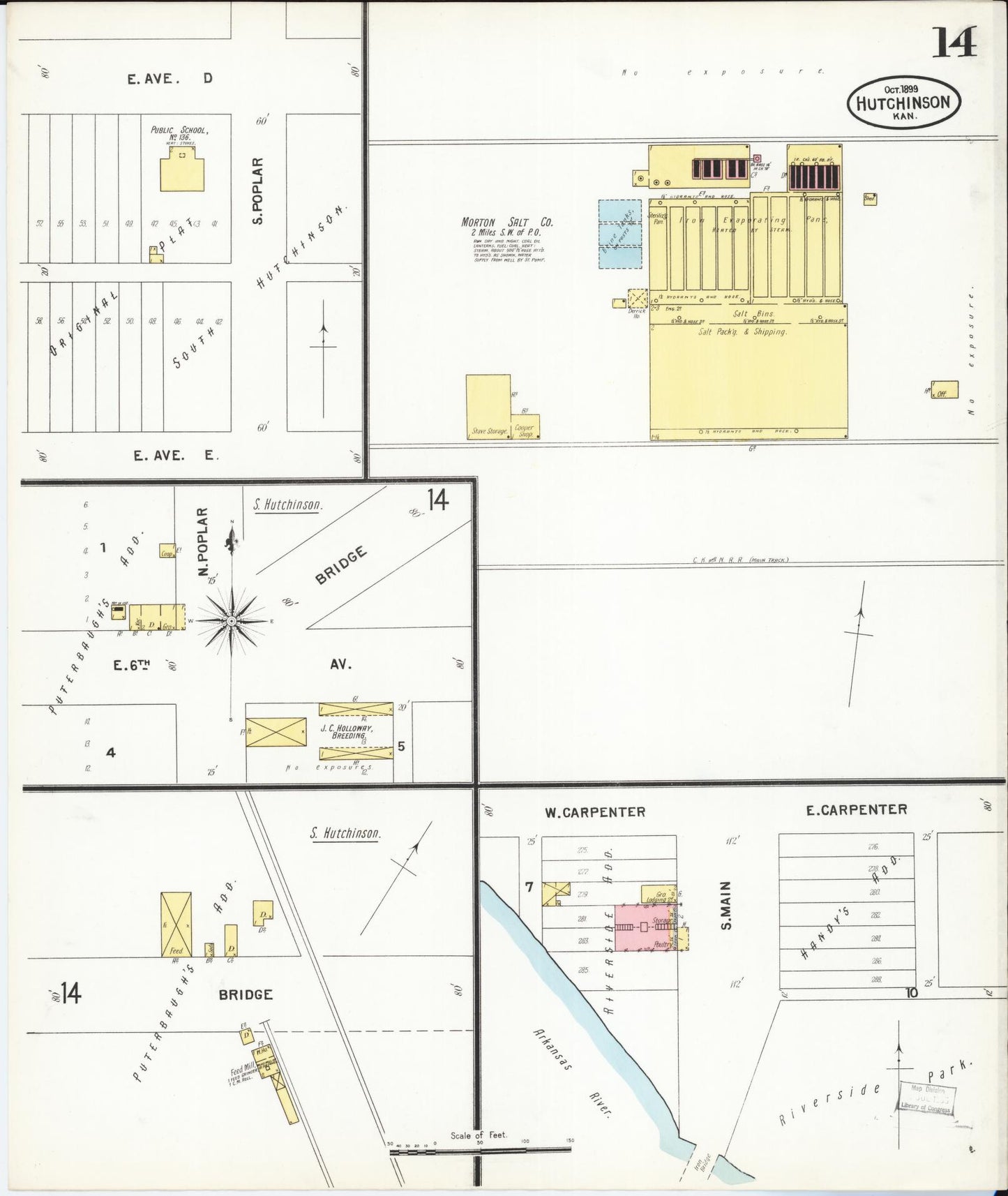 Sanborn Fire Insurance Map from Hutchinson, Reno County, Kansas (1899), Sheet #0014 - Historic Sanborn Fire Insurance Map Print, vintage old map wall art, antique decor, genealogy gift, Kansas Kansas map