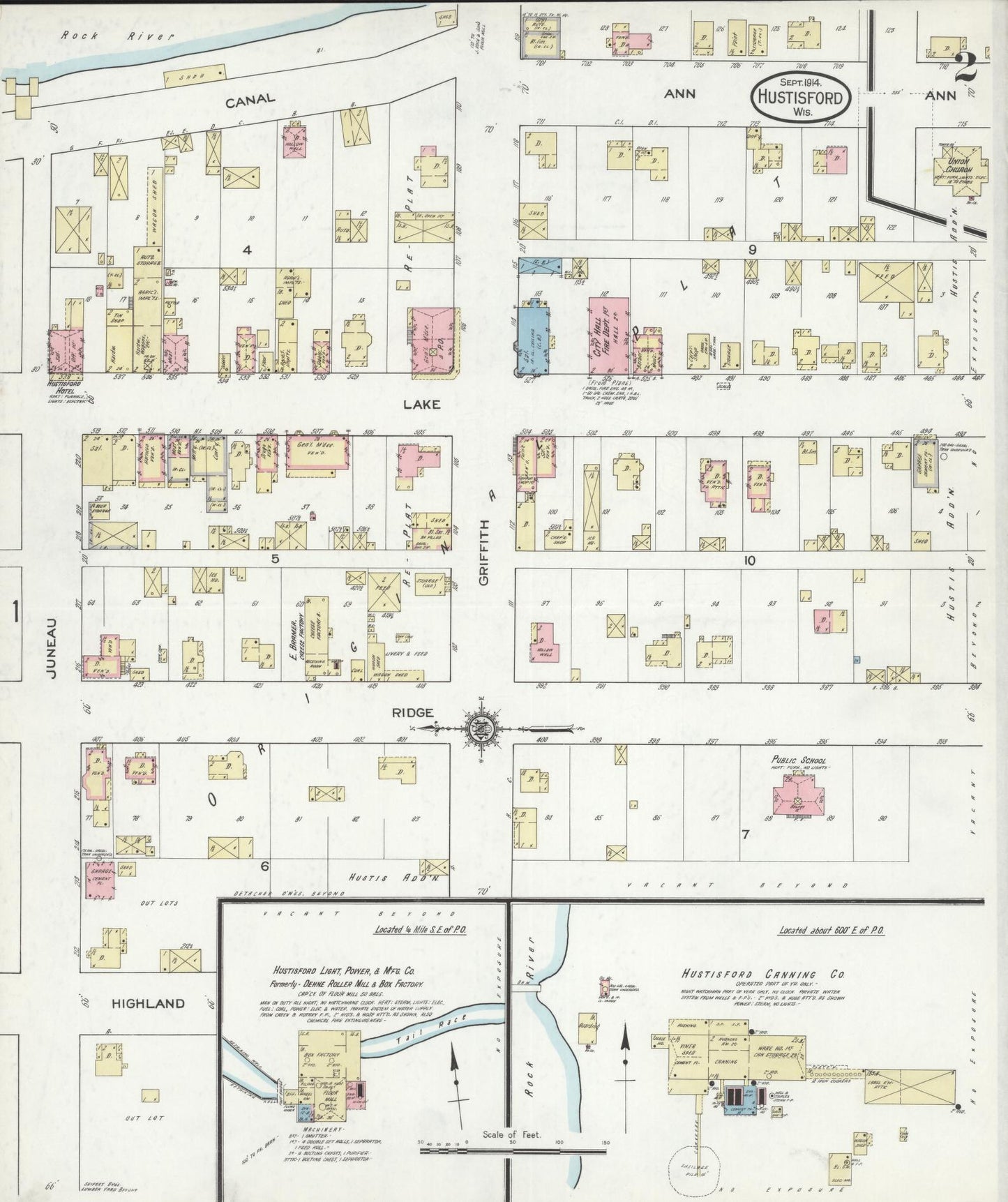 Sanborn Fire Insurance Map from Hustisford, Dodge County, Wisconsin (1914), Sheet #0002 - Historic Sanborn Fire Insurance Map Print, vintage old map wall art, antique decor, genealogy gift, Wisconsin Wisconsin map