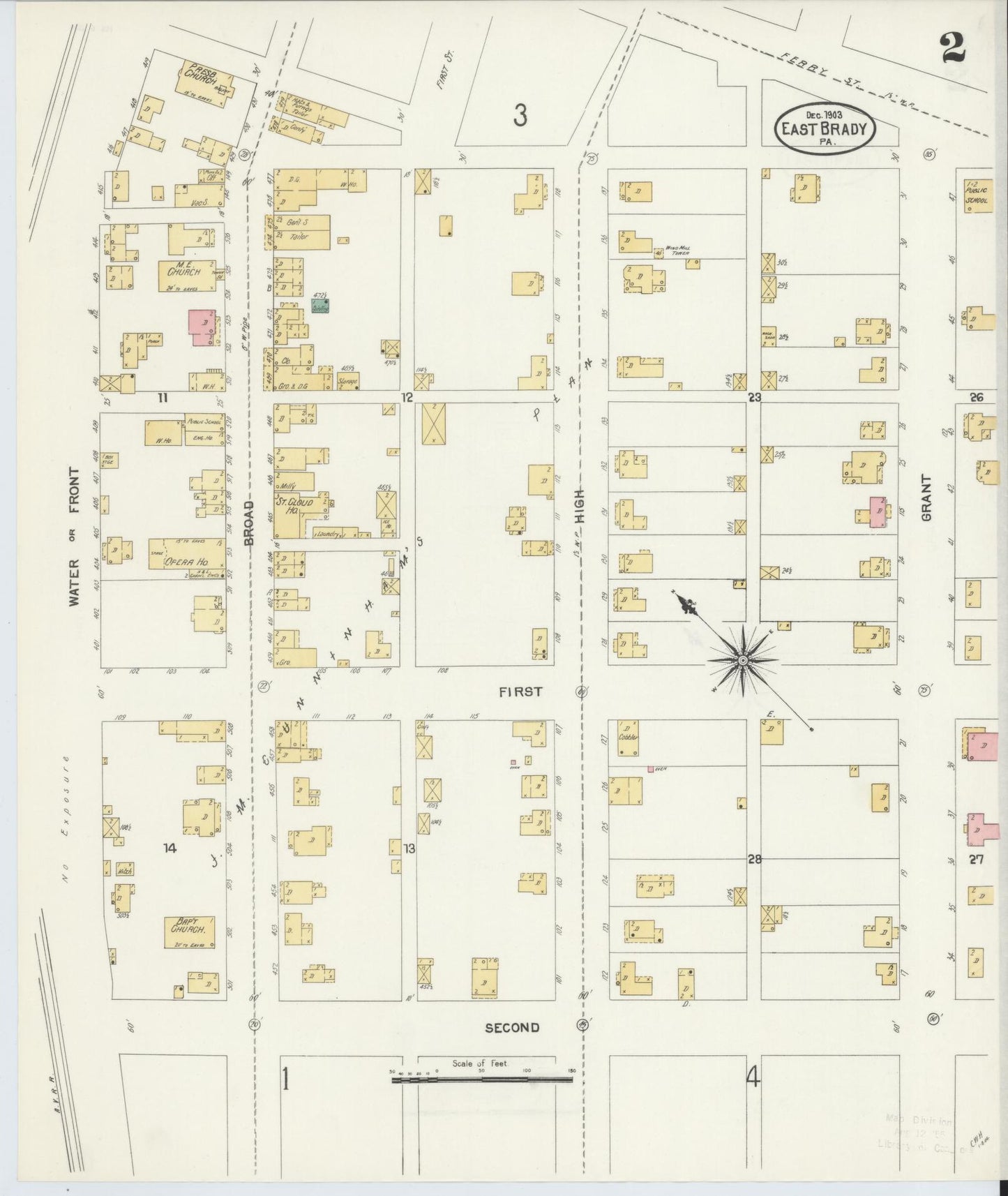 Sanborn Fire Insurance Map from East Brady, Clarion County, Pennsylvania (1903), Sheet #0002 - Historic Sanborn Fire Insurance Map Print, vintage old map wall art, antique decor, genealogy gift, Pennsylvania Pennsylvania map