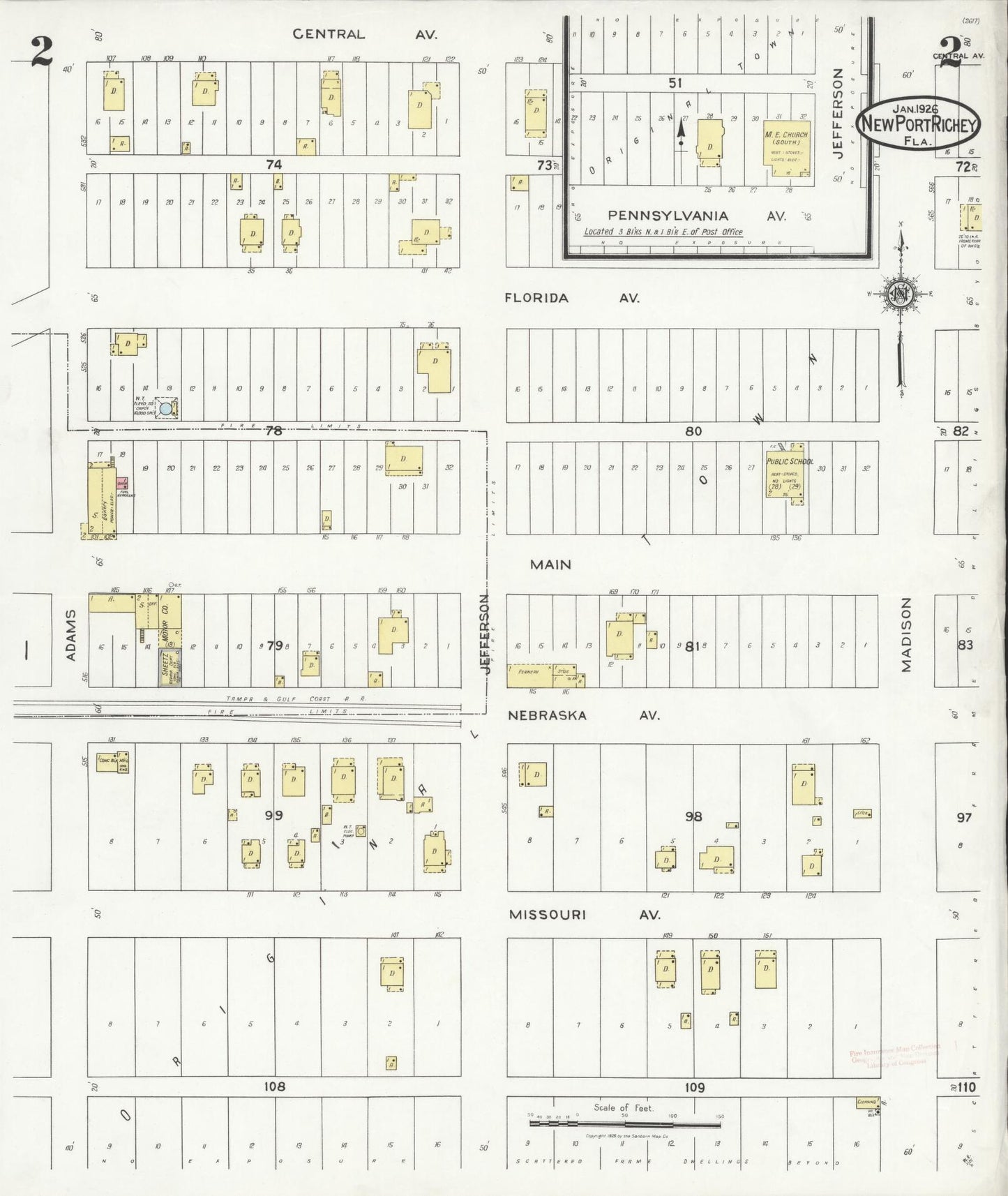 Sanborn Fire Insurance Map from New Port Richey, Pasco County, Florida (1926), Sheet #0002 - Complete Map Set gallery image, historic Sanborn map, vintage wall art, Florida Florida