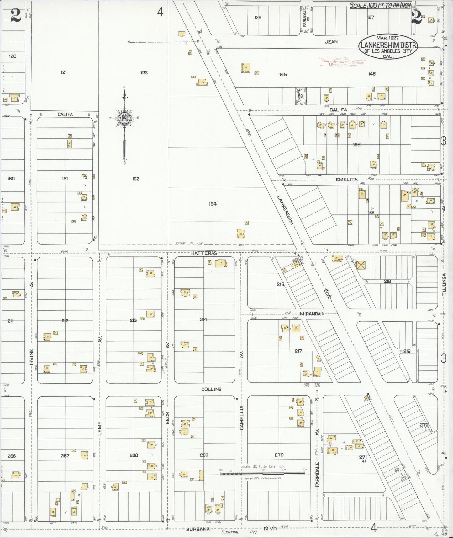 Sanborn Fire Insurance Map from Lankershim, Los Angeles County, California (1927), Sheet #0002 - Historic Sanborn Fire Insurance Map Print, vintage old map wall art, antique decor, genealogy gift, California California map