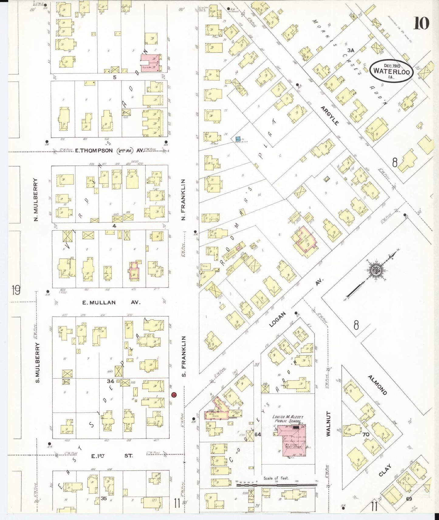 Sanborn Fire Insurance Map from Waterloo, Black Hawk County, Iowa (1910), Sheet #0010 - Historic Sanborn Fire Insurance Map Print