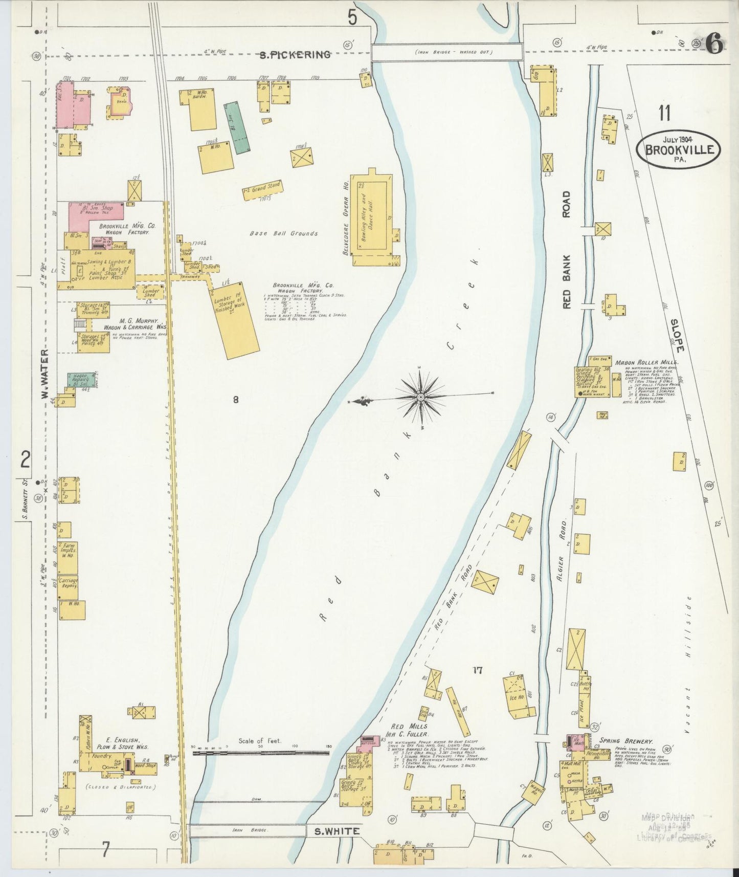 Sanborn Fire Insurance Map from Brookville, Jefferson County, Pennsylvania (1904), Sheet #0006 - Historic Sanborn Fire Insurance Map Print, vintage old map wall art, antique decor, genealogy gift, Pennsylvania Pennsylvania map