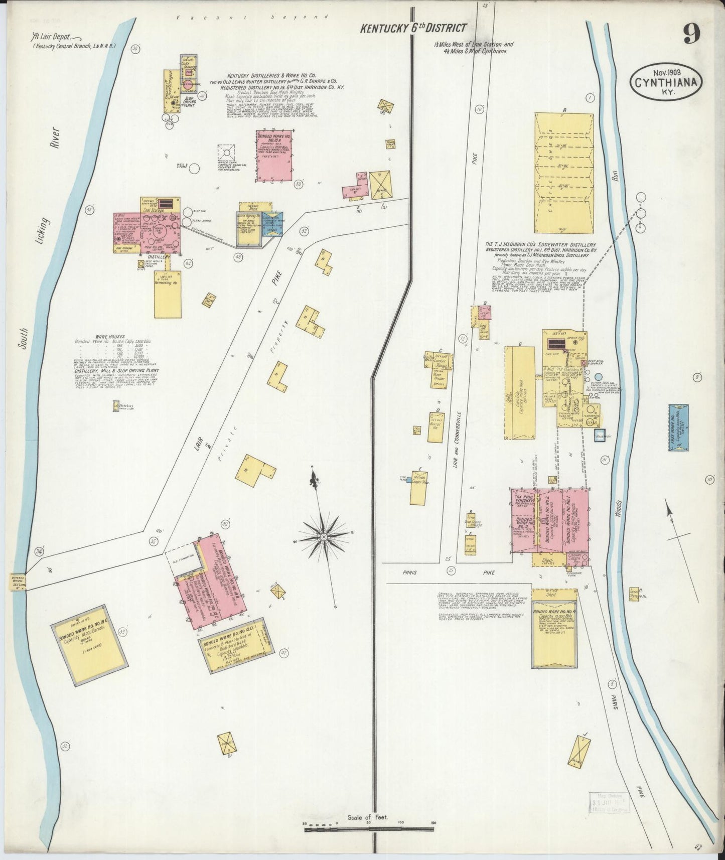 Sanborn Fire Insurance Map from Cynthiana, Harrison County, Kentucky (1903), Sheet #0009 - Complete Map Set gallery image, historic Sanborn map, vintage wall art, Kentucky Kentucky