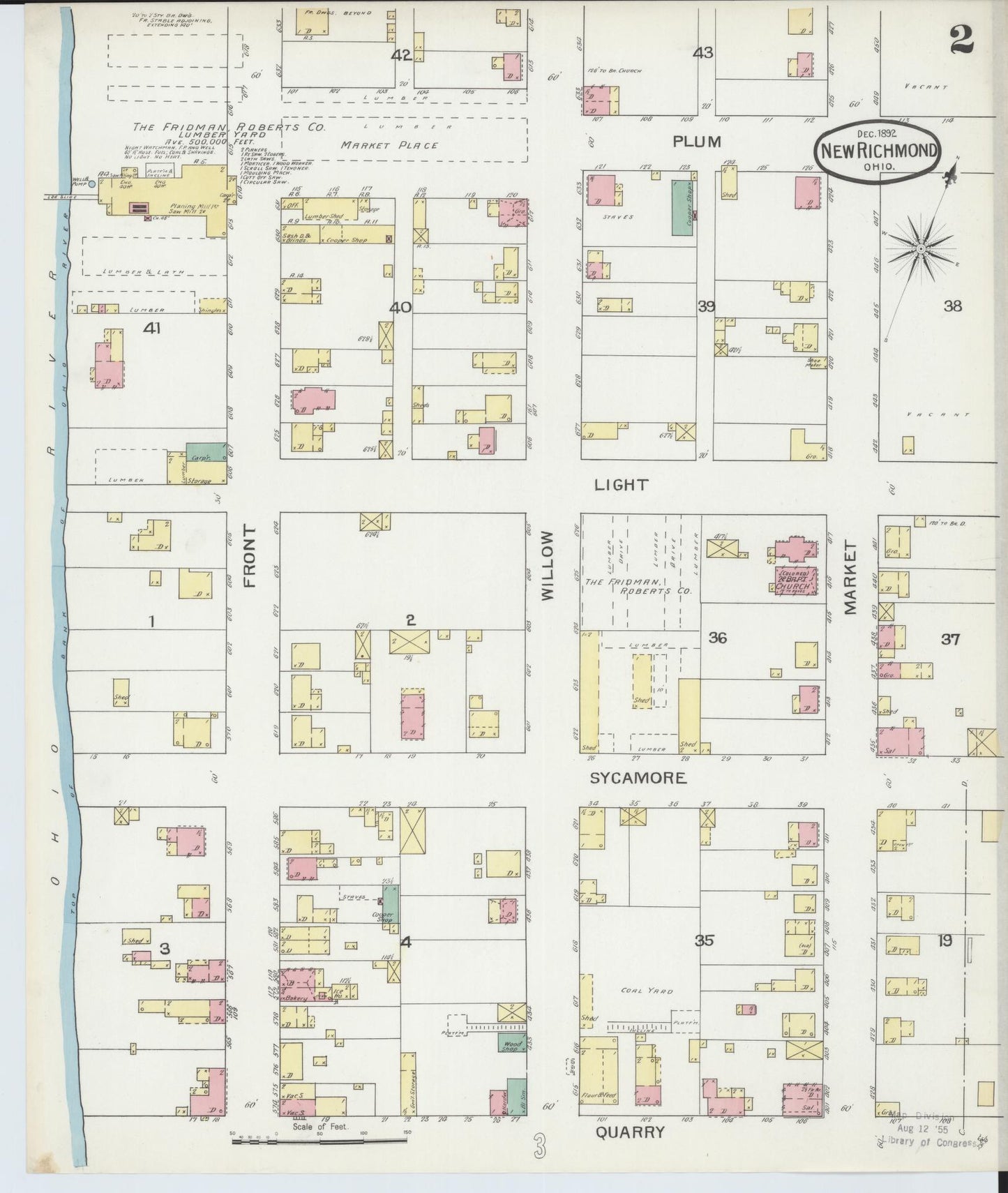 Sanborn Fire Insurance Map from New Richmond, Clermont County, Ohio (1892), Sheet #0002 - Historic Sanborn Fire Insurance Map Print, vintage old map wall art, antique decor, genealogy gift, Ohio Ohio map