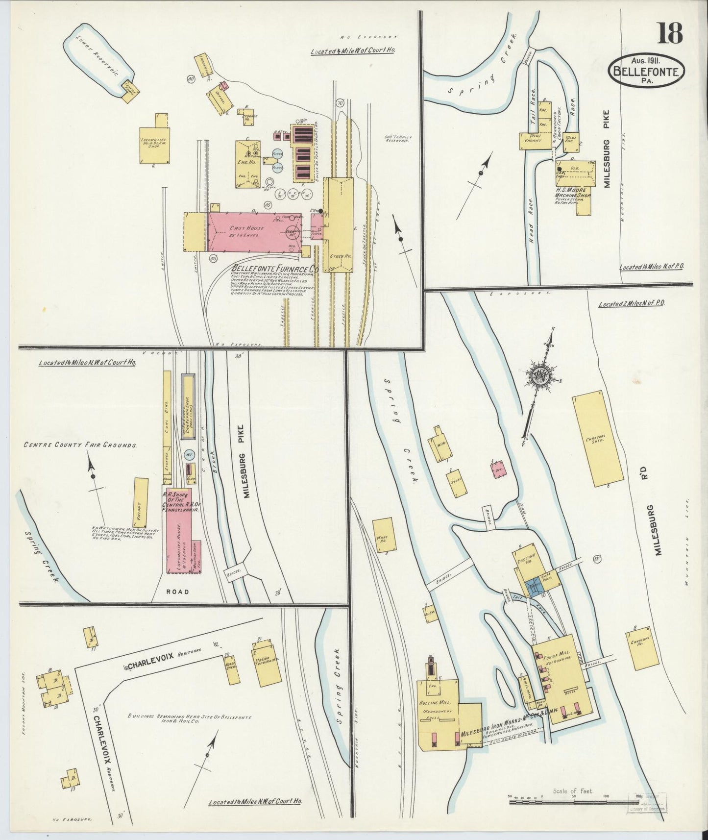 Sanborn Fire Insurance Map from Bellefonte, Centre County, Pennsylvania (1911), Sheet #0018 - Historic Sanborn Fire Insurance Map Print, vintage old map wall art, antique decor, genealogy gift, Pennsylvania Pennsylvania map