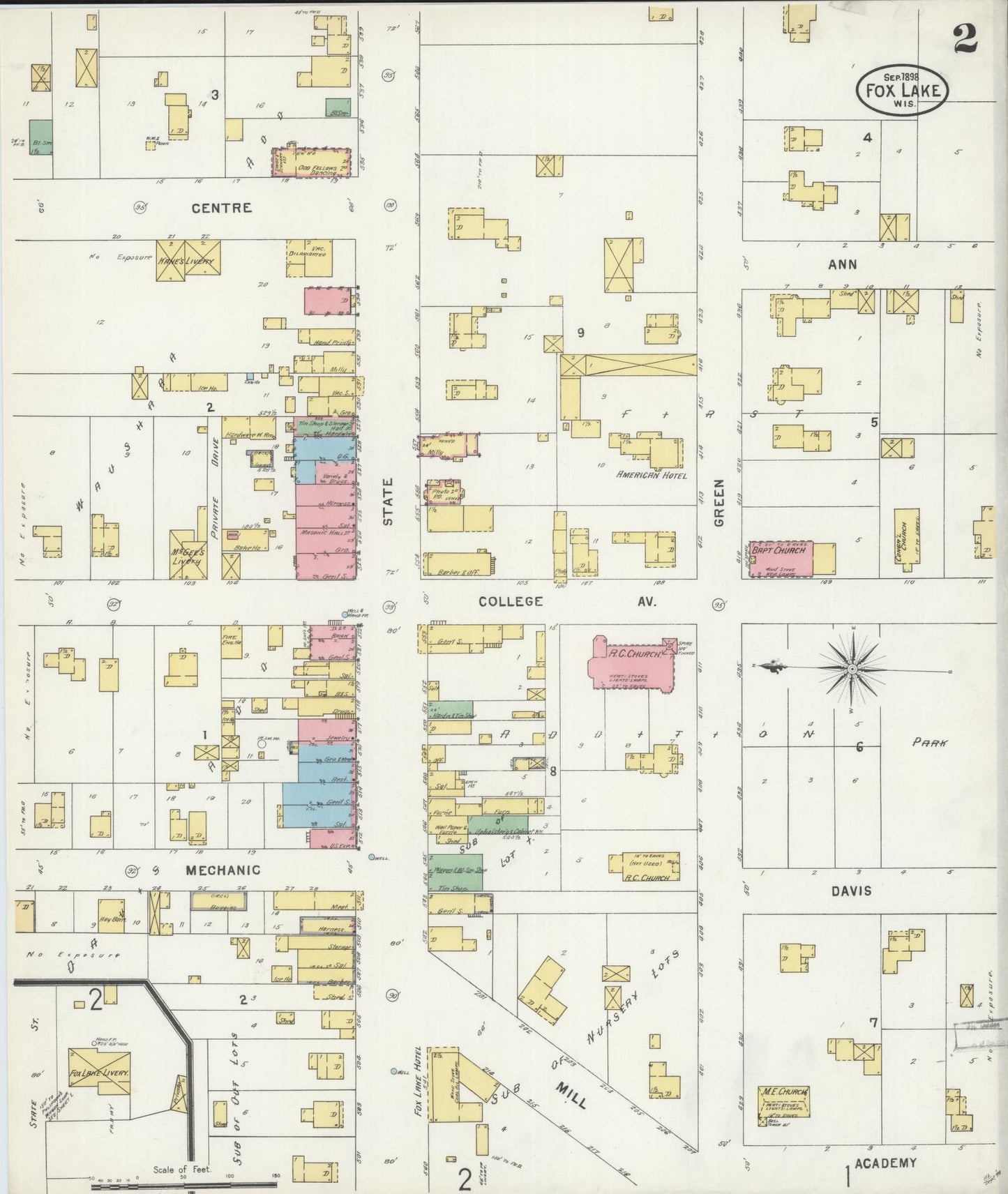 Sanborn Fire Insurance Map from Fox Lake, Dodge County, Wisconsin (1898), Sheet #0002 - Complete Map Set gallery image, historic Sanborn map, vintage wall art, Wisconsin Wisconsin