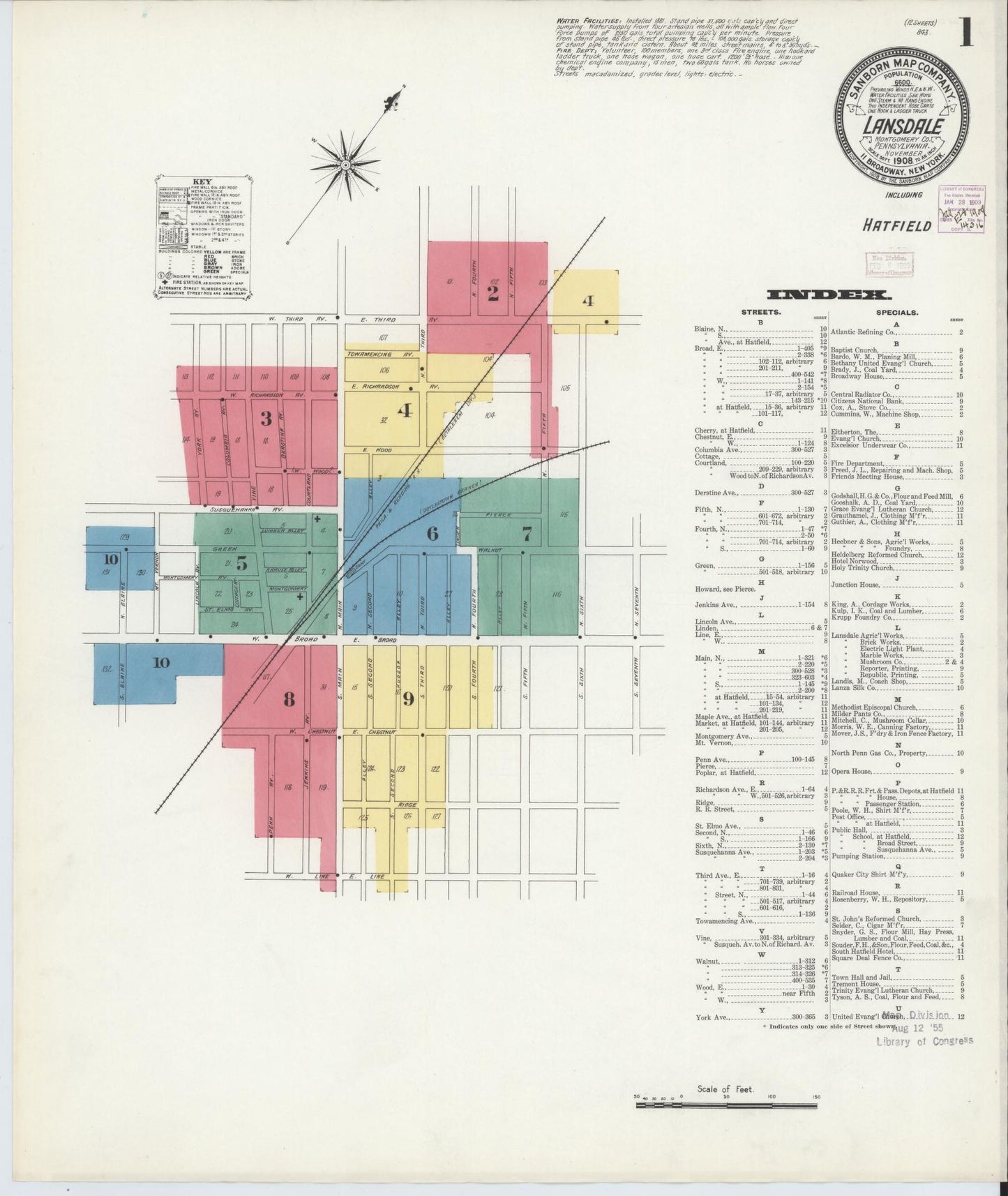 Sanborn Fire Insurance Map from Lansdale, Montgomery County, Pennsylvania. (1912) – Historic Sanborn Fire Insurance Map Print
