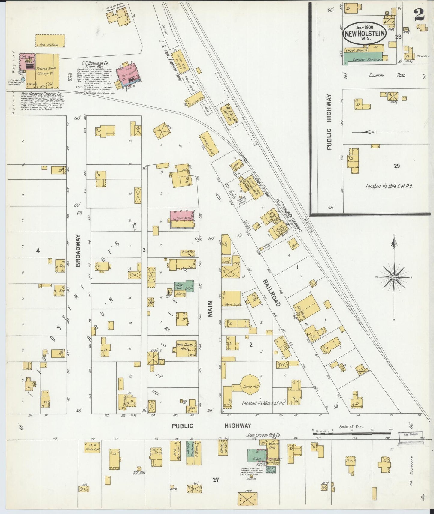 Sanborn Fire Insurance Map from New Holstein, Calumet County, Wisconsin (1900), Sheet #0002 - Complete Map Set gallery image, historic Sanborn map, vintage wall art, Wisconsin Wisconsin