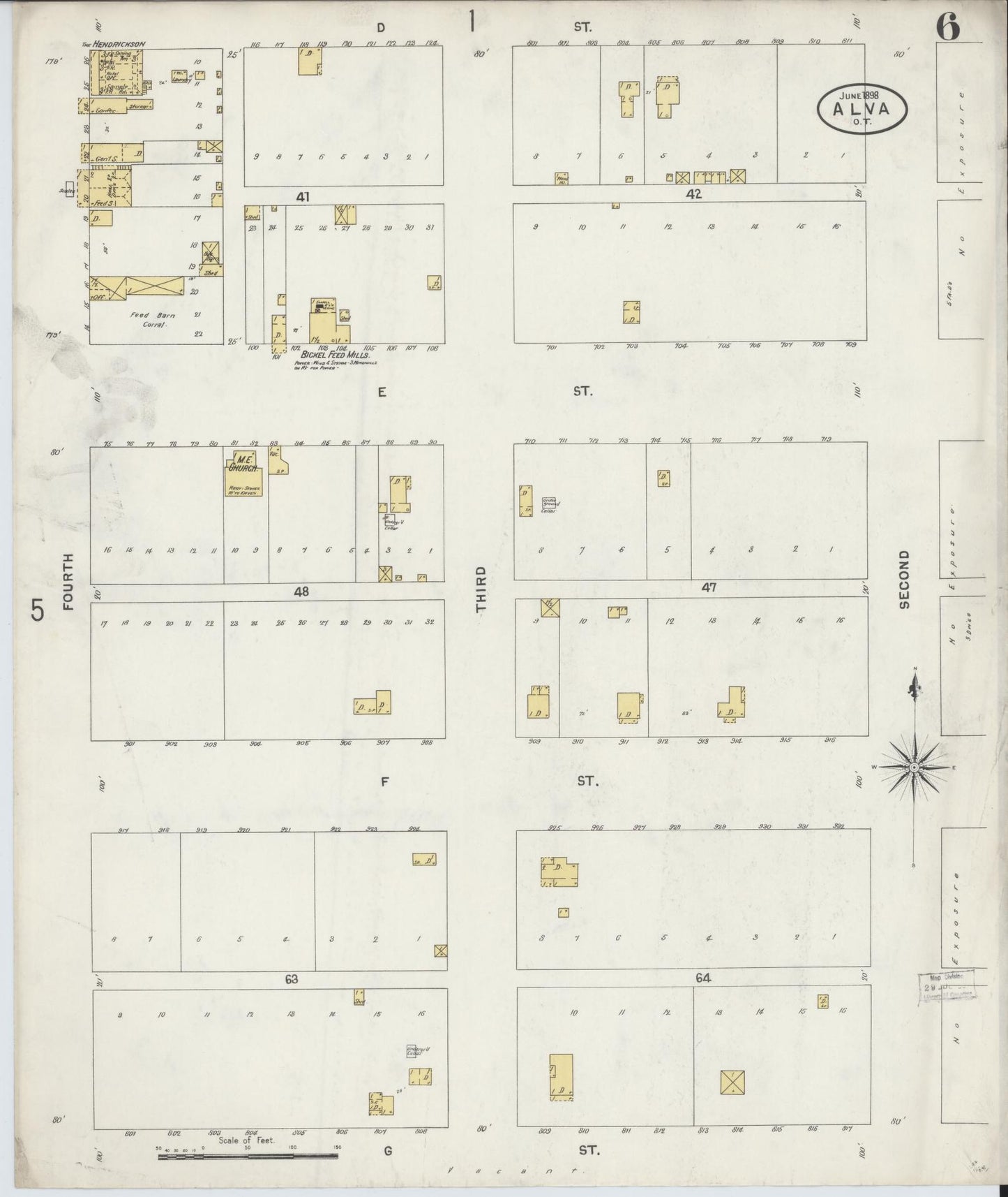 Sanborn Fire Insurance Map from Alva, Woods County, Oklahoma (1898), Sheet #0006 - Complete Map Set gallery image, historic Sanborn map, vintage wall art, Oklahoma Oklahoma