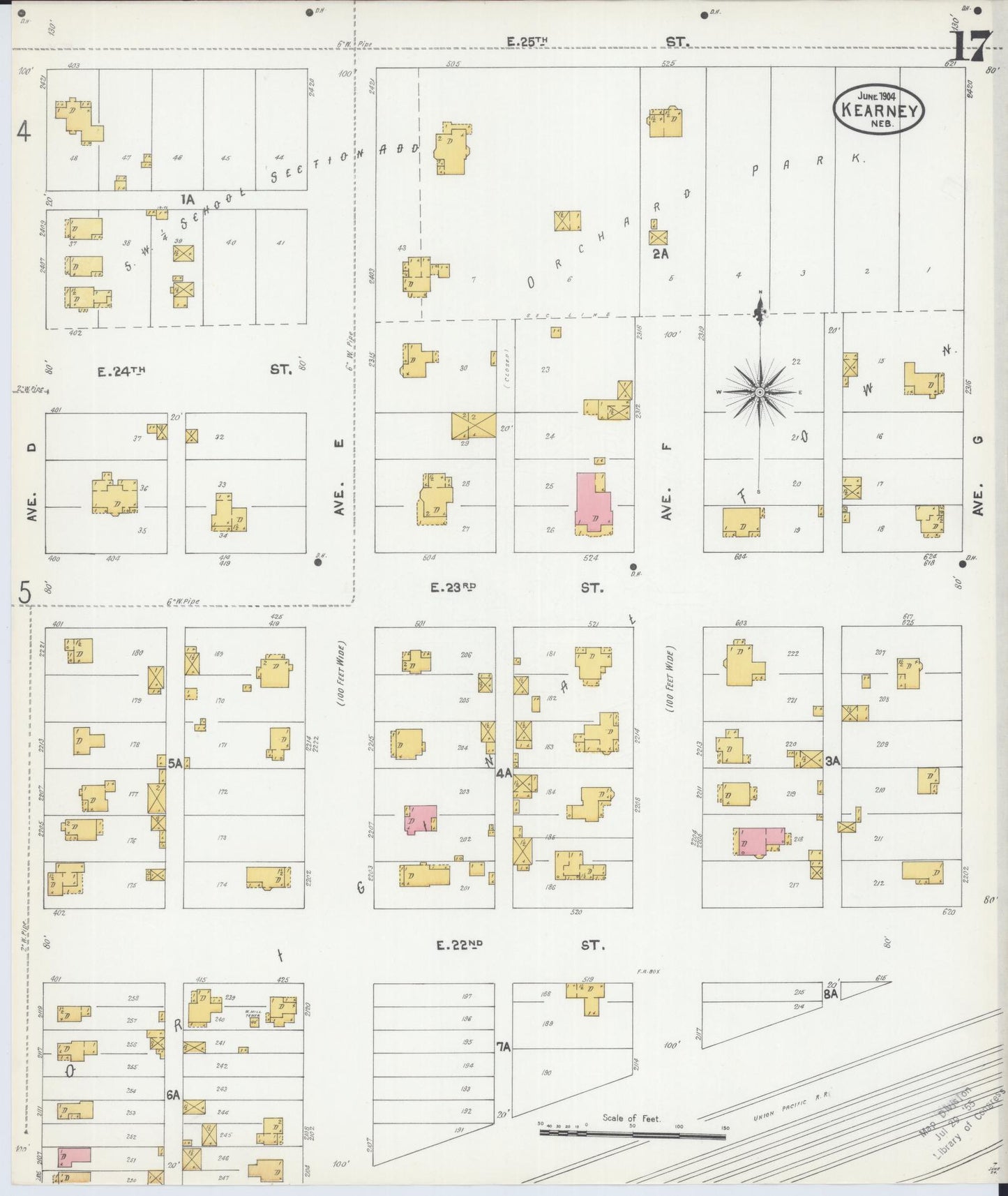 Sanborn Fire Insurance Map from Kearney, Buffalo County, Nebraska (1904), Sheet #0017 - Complete Map Set gallery image, historic Sanborn map, vintage wall art, Nebraska Nebraska