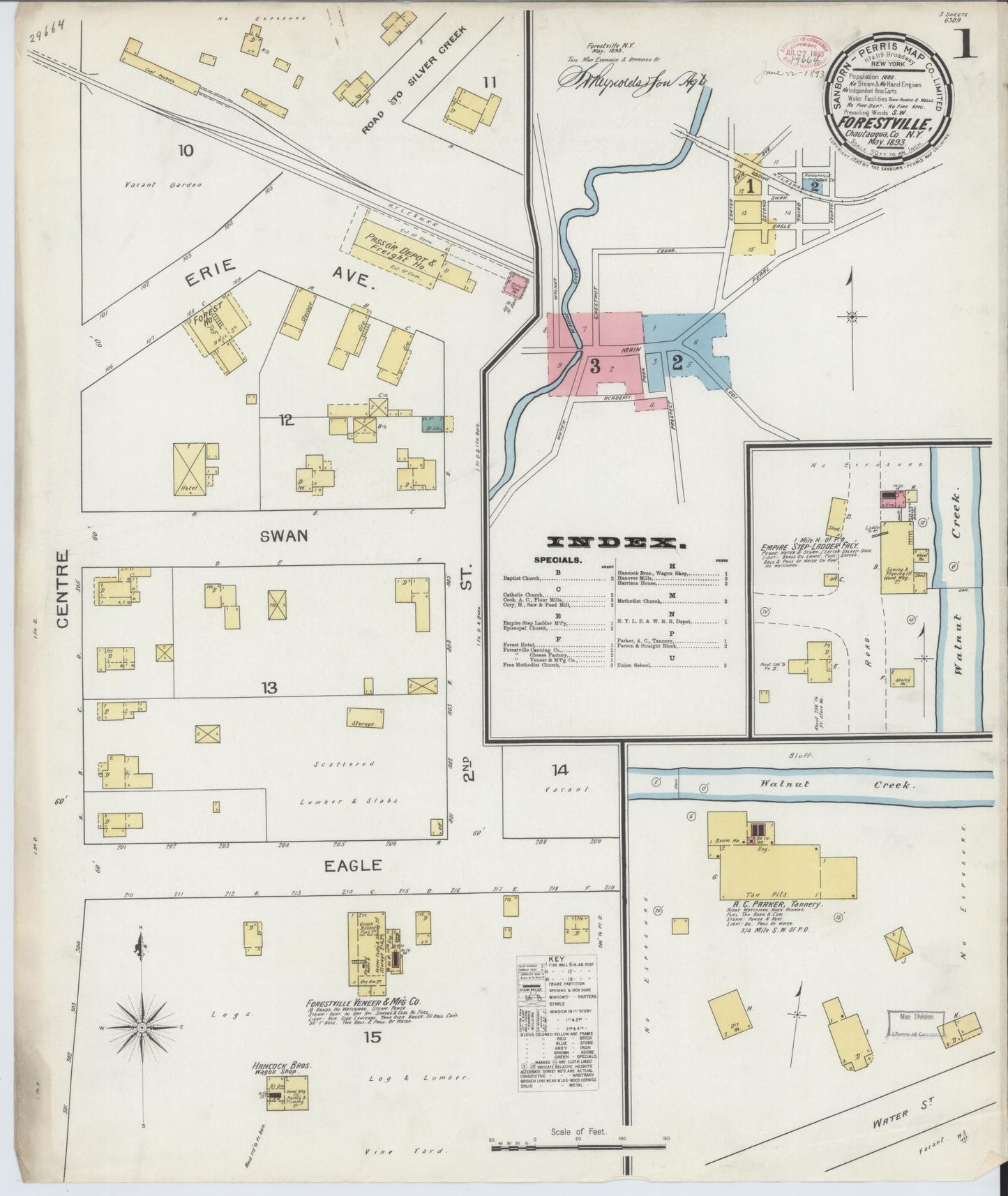 Sanborn Fire Insurance Map from Forestville, Chautauqua County, New York. (1893) – Historic Sanborn Fire Insurance Map Print