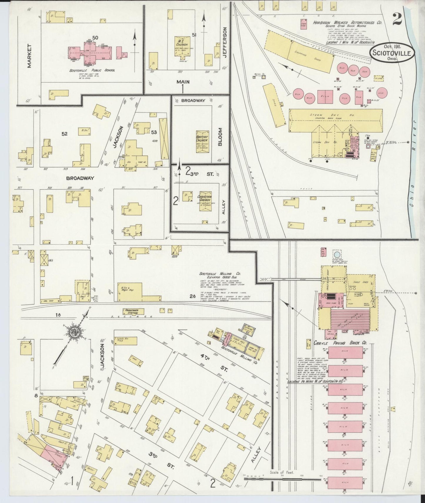 Sanborn Fire Insurance Map from Sciotoville, Scioto County, Ohio (1911), Sheet #0002 - Historic Sanborn Fire Insurance Map Print, vintage old map wall art, antique decor, genealogy gift, Ohio Ohio map