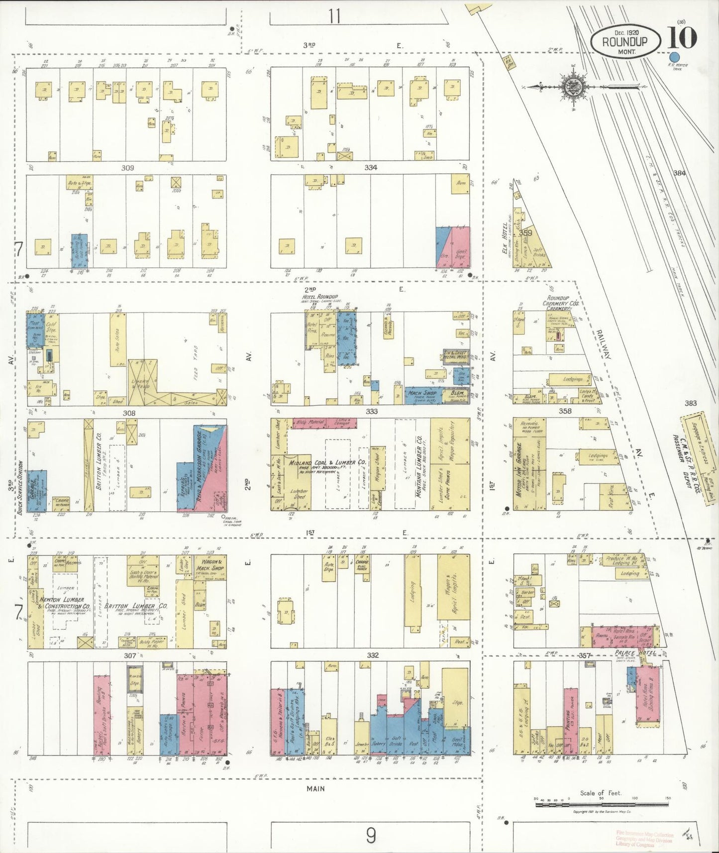 Sanborn Fire Insurance Map from Roundup, Musselshell County, Montana (1920), Sheet #0010 - Historic Sanborn Fire Insurance Map Print, vintage old map wall art, antique decor, genealogy gift, Montana Montana map