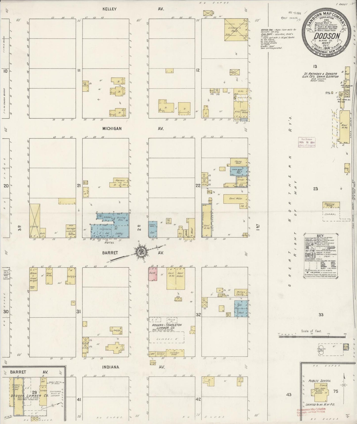 Sanborn Fire Insurance Map from Dodson, Phillips County, Montana (1914), Sheet #0001 - Historic Sanborn Fire Insurance Map Print, vintage old map wall art, antique decor, genealogy gift, Montana Montana map