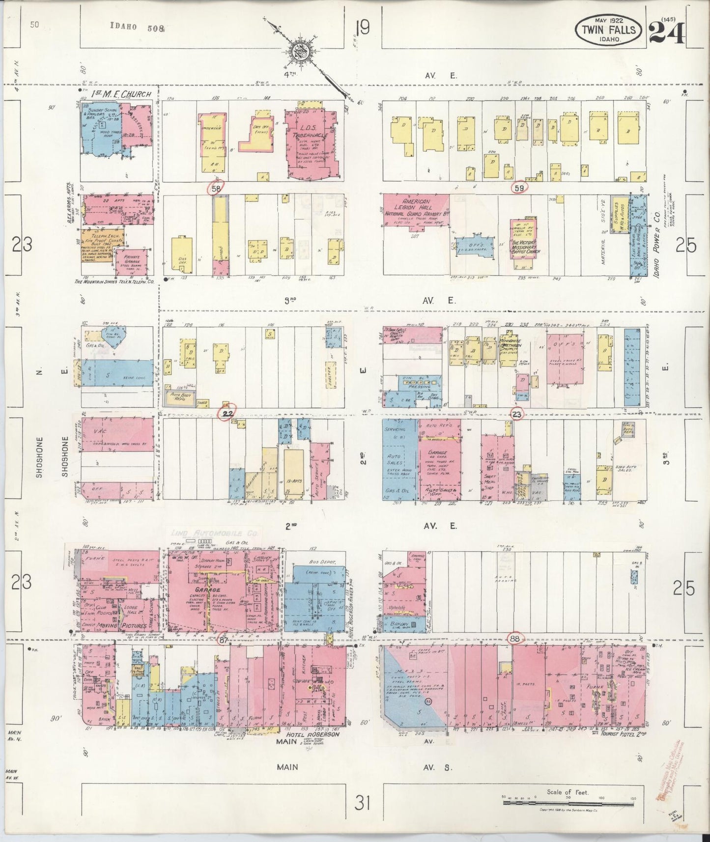 Sanborn Fire Insurance Map from Twin Falls, Twin Falls County, Idaho (1949), Sheet #0024 - Historic Sanborn Fire Insurance Map Print, vintage old map wall art, antique decor, genealogy gift, Falls Idaho map