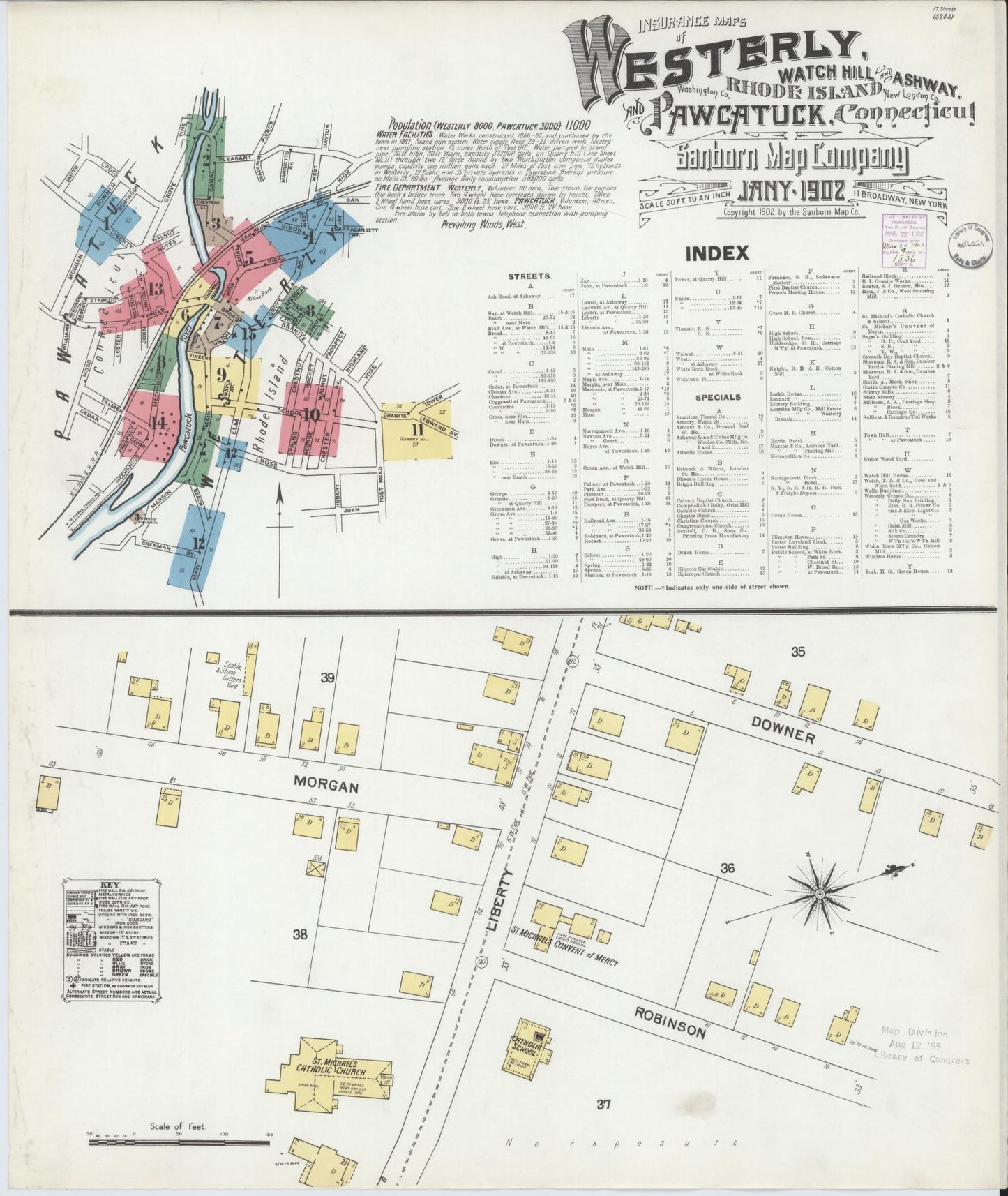 Sanborn Fire Insurance Map from Westerly, Washington County, Rhode Island. (1902) – Historic Sanborn Fire Insurance Map Print