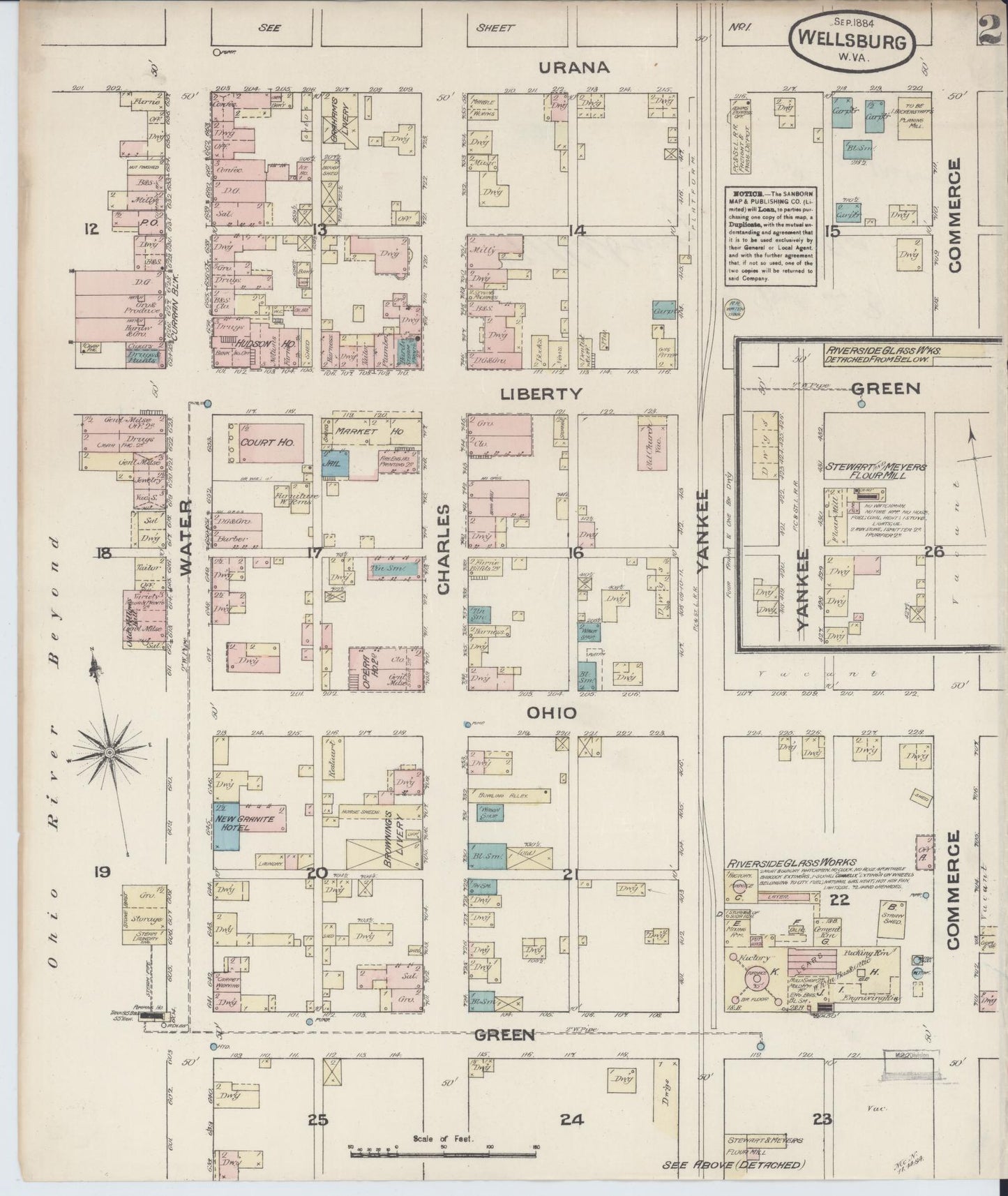 Sanborn Fire Insurance Map from Wellsburg, Brooke County, West Virginia (1884), Sheet #0002 - Complete Map Set gallery image, historic Sanborn map, vintage wall art, West Virginia West Virginia