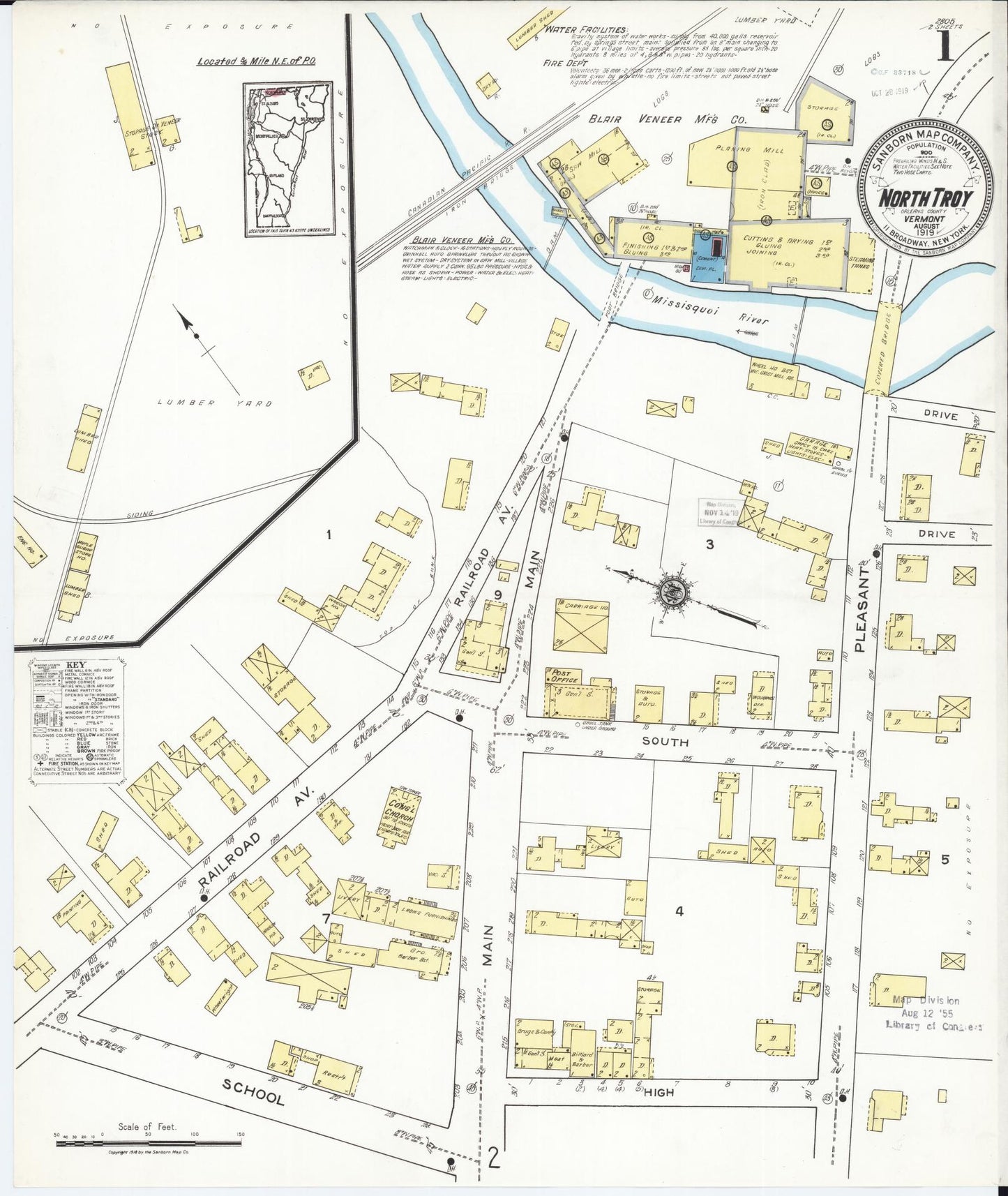 Sanborn Fire Insurance Map from North Troy, Orleans County, Vermont. (1919) – Historic Sanborn Fire Insurance Map Print
