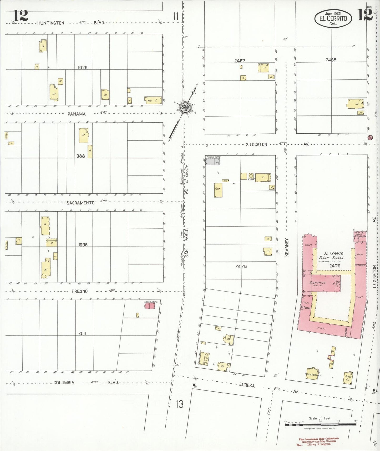 Sanborn Fire Insurance Map from El Cerrito, Contra Costa County, California (1926), Sheet #0012 - Historic Sanborn Fire Insurance Map Print, vintage old map wall art, antique decor, genealogy gift, California California map