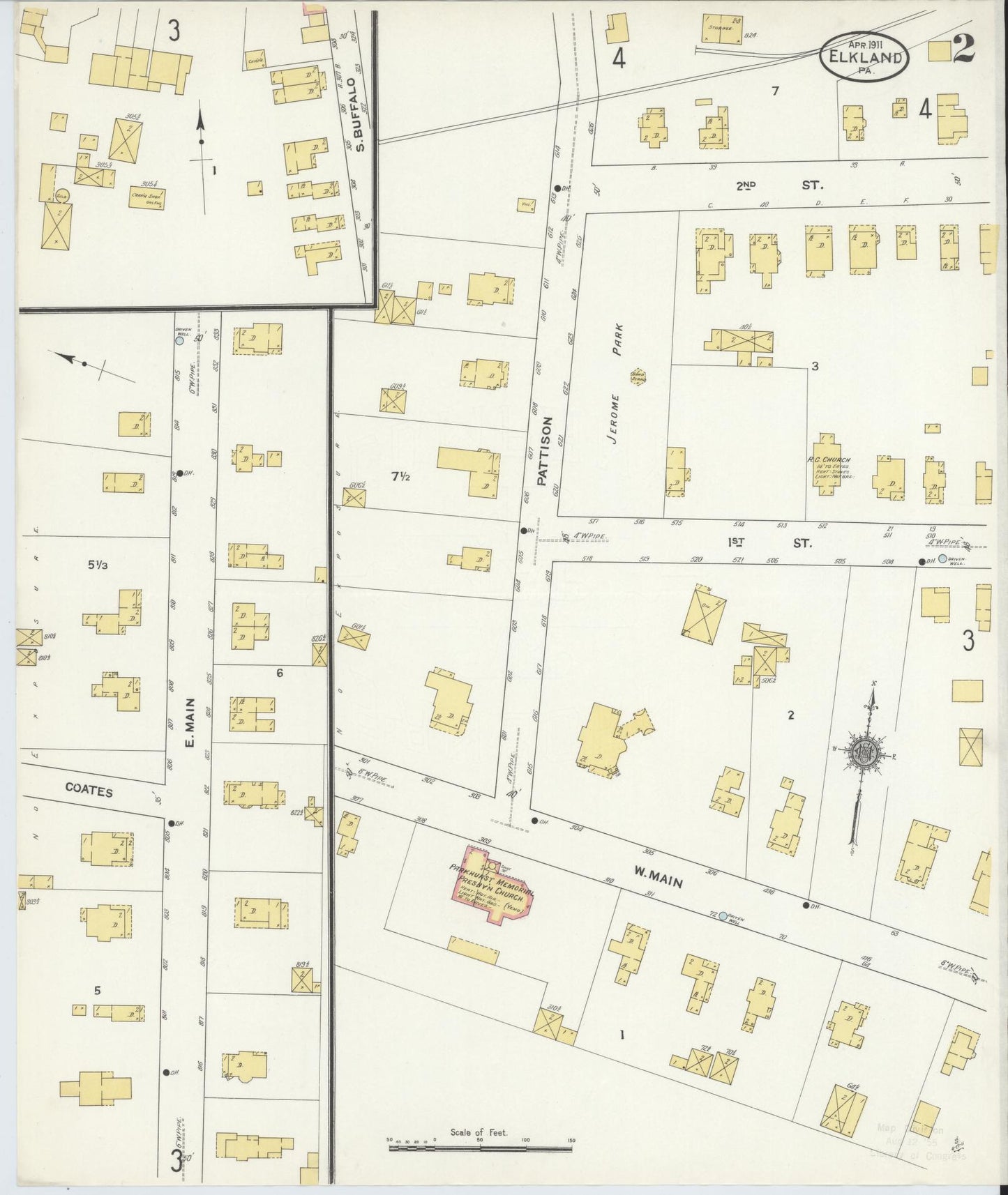 Sanborn Fire Insurance Map from Elkland, Tioga County, Pennsylvania (1911), Sheet #0002 - Historic Sanborn Fire Insurance Map Print, vintage old map wall art, antique decor, genealogy gift, Pennsylvania Pennsylvania map