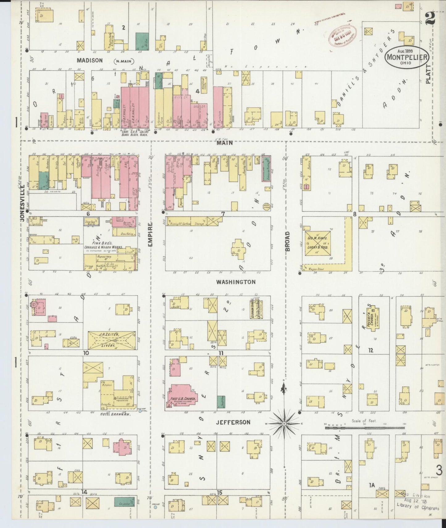 Sanborn Fire Insurance Map from Montpelier, Williams County, Ohio (1899), Sheet #0002 - Historic Sanborn Fire Insurance Map Print, vintage old map wall art, antique decor, genealogy gift, Ohio Ohio map