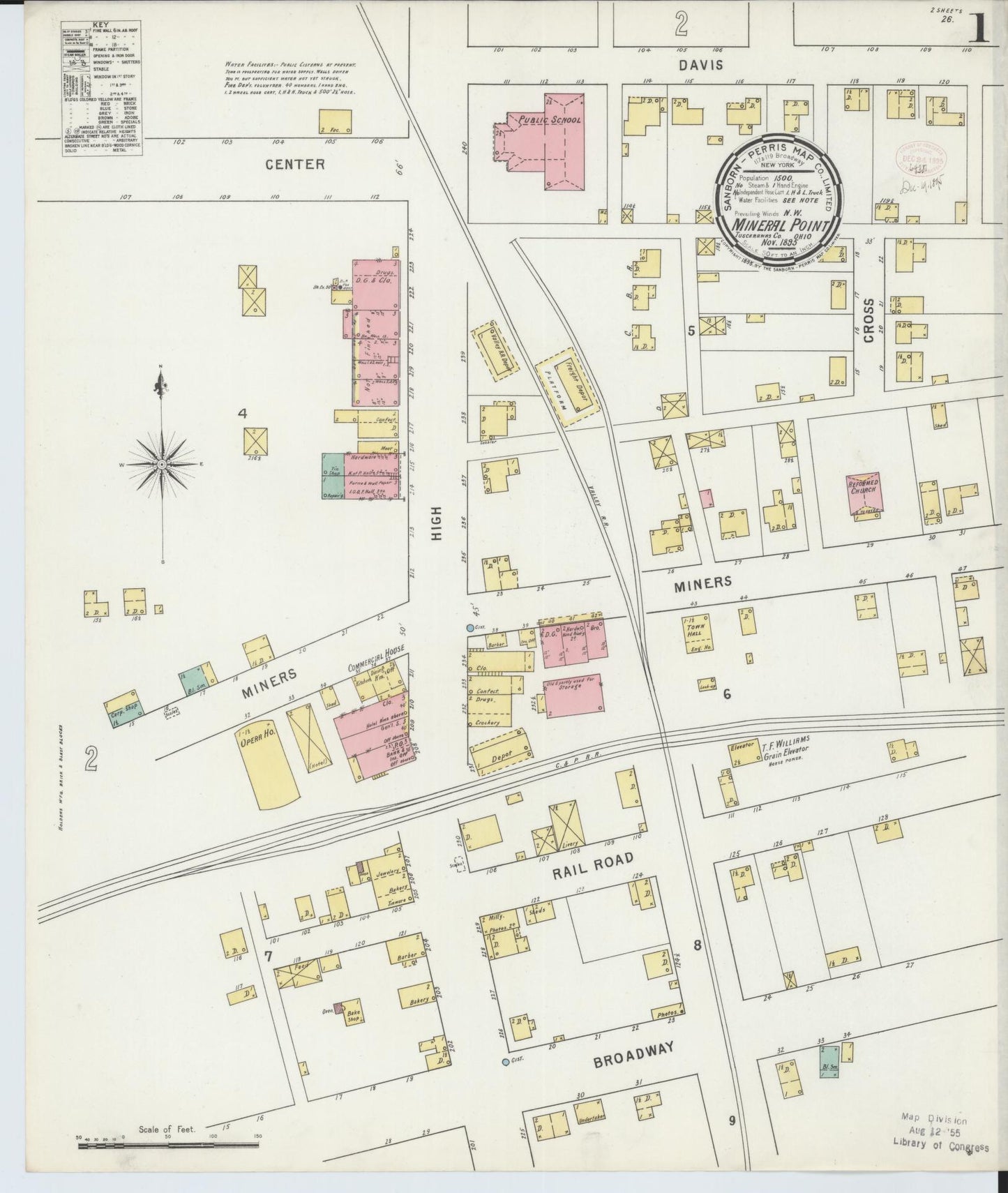 Sanborn Fire Insurance Map from Mineral City, Tuscarawas County, Ohio (1895), Sheet #0001 - Historic Sanborn Fire Insurance Map Print, vintage old map wall art, antique decor, genealogy gift, Ohio Ohio map