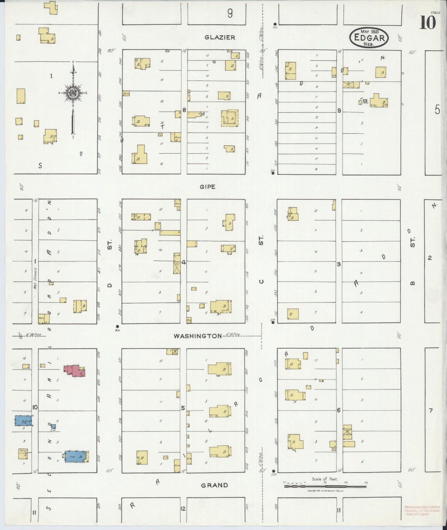 Sanborn Fire Insurance Map from Edgar, Clay County, Nebraska (1921), Sheet #0010 - Complete Map Set gallery image, historic Sanborn map, vintage wall art, Nebraska Nebraska