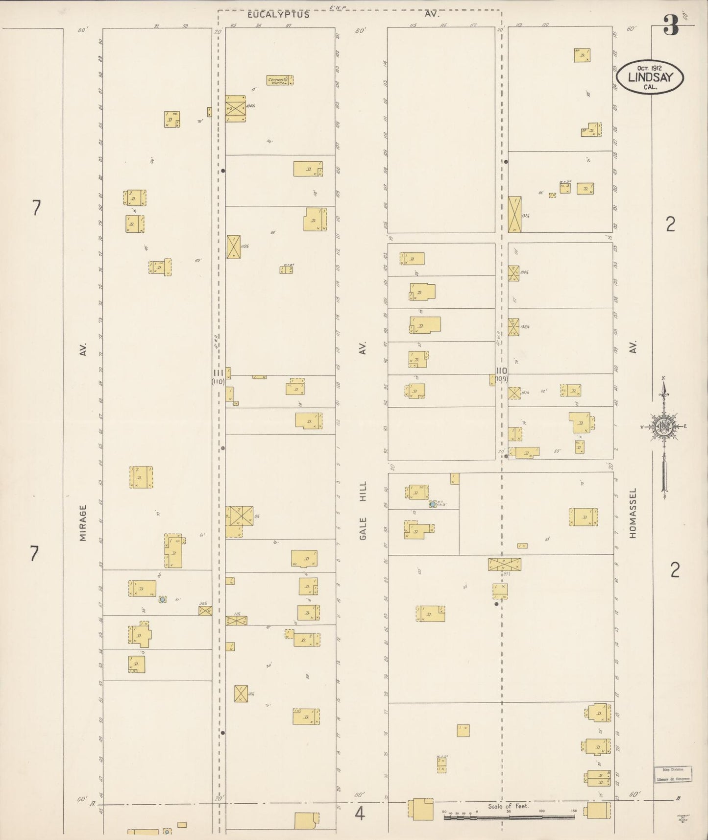 Sanborn Fire Insurance Map from Lindsay, Tulare County, California (1912), Sheet #0003 - Historic Sanborn Fire Insurance Map Print, vintage old map wall art, antique decor, genealogy gift, California California map