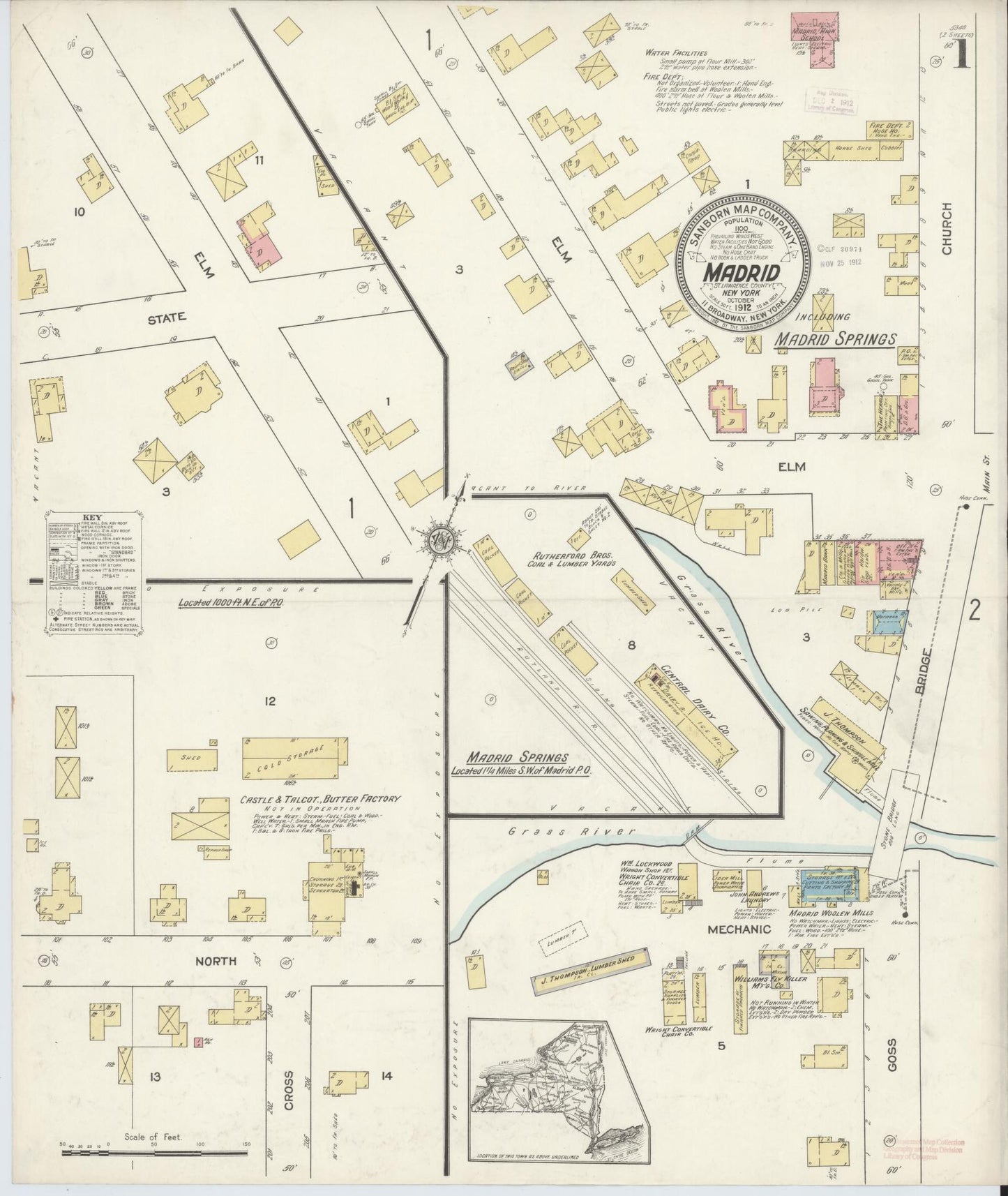 Sanborn Fire Insurance Map from Madrid, St. Lawrence County, New York. (1912) – Historic Sanborn Fire Insurance Map Print
