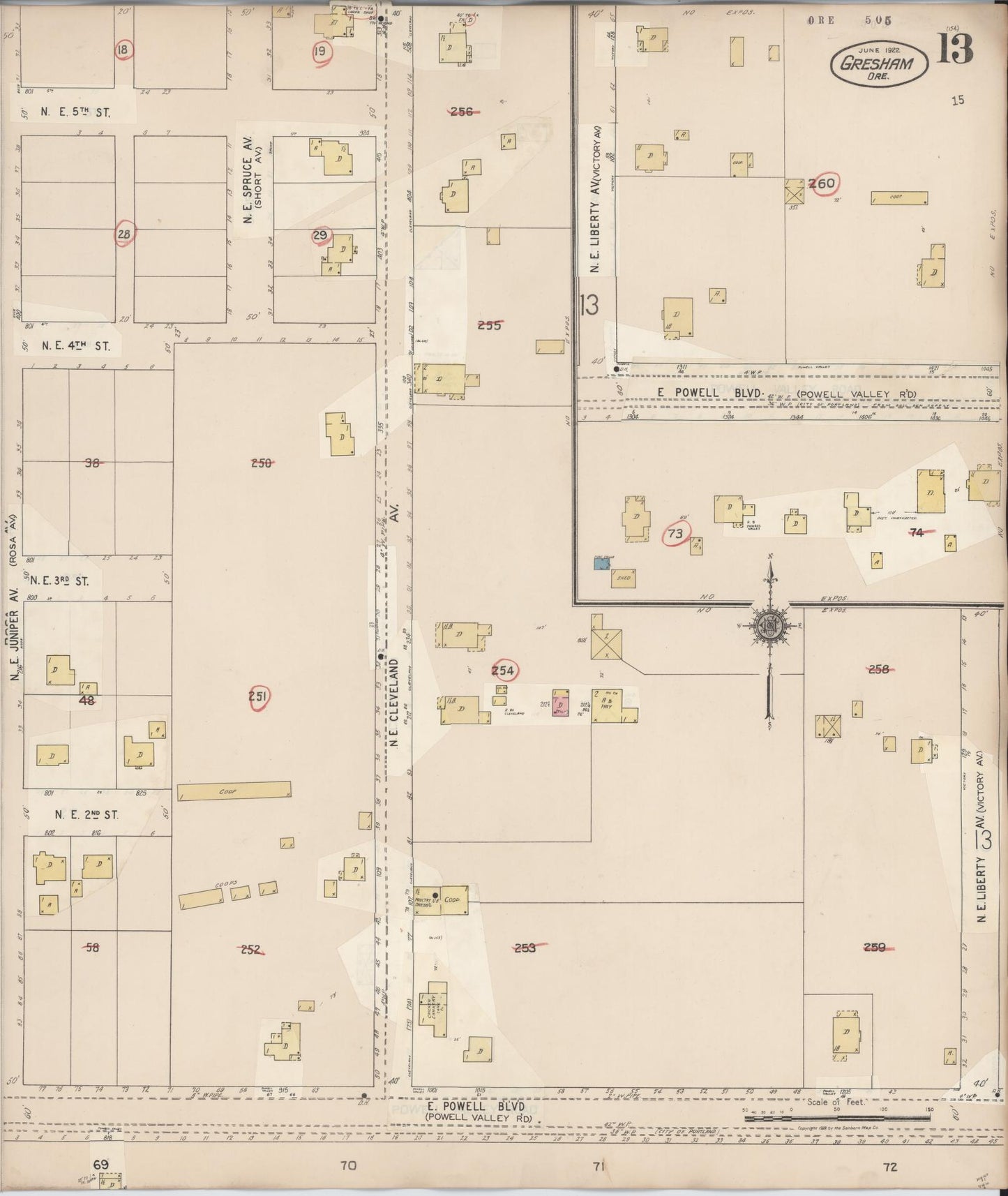 Sanborn Fire Insurance Map from Gresham, Multnomah County, Oregon (1941), Sheet #0013 - Complete Map Set gallery image, historic Sanborn map, vintage wall art, Oregon Oregon