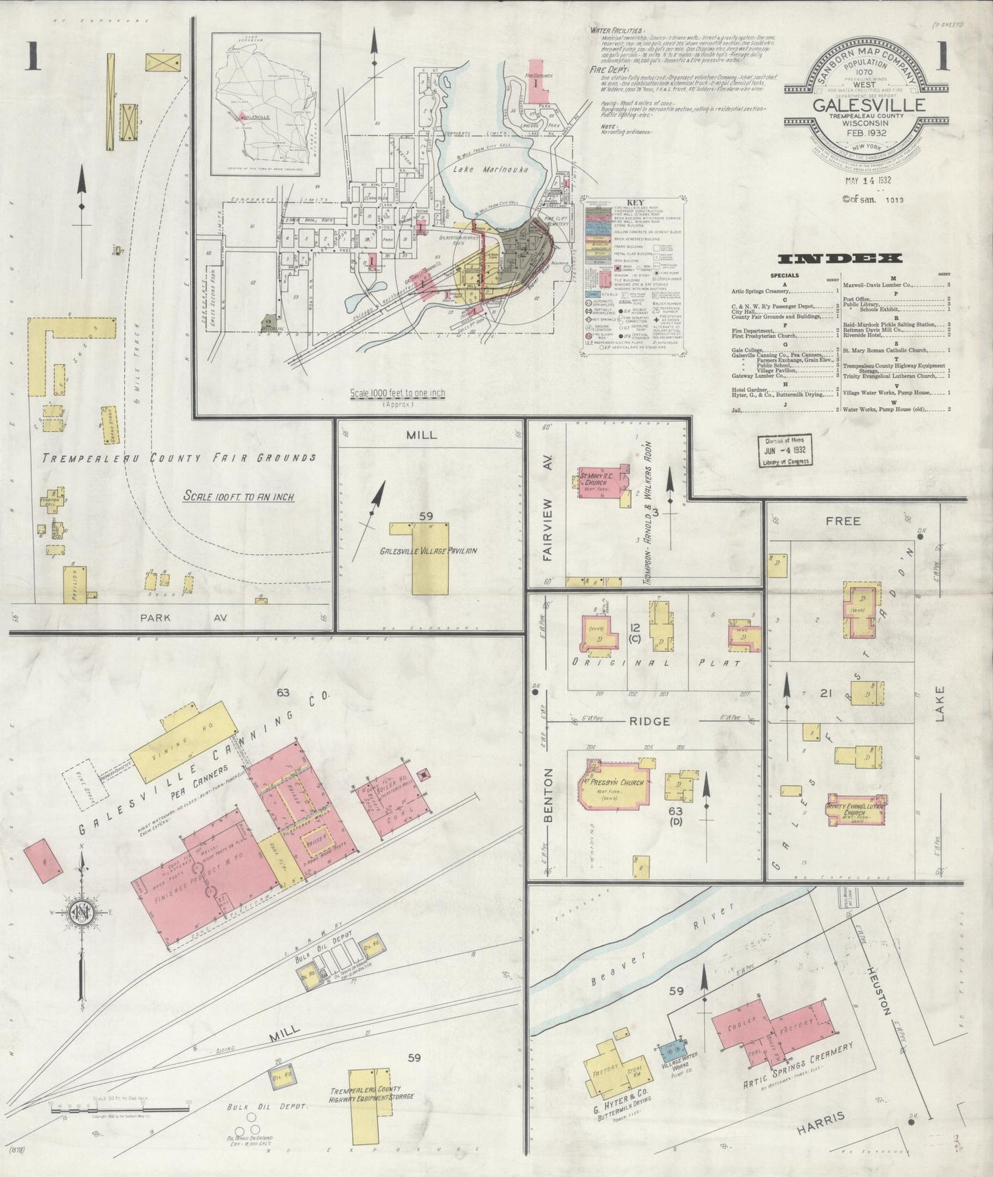 Galesville, Trempealeau County, Wisconsin (1932) – Sanborn Fire Insurance Map – Map View