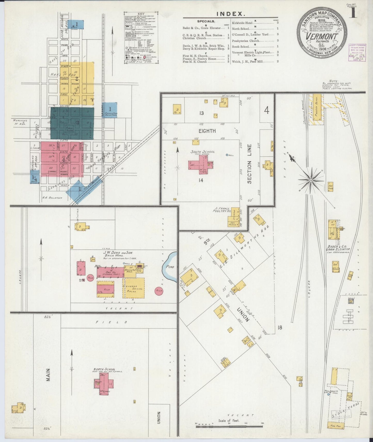 Sanborn Fire Insurance Map from Vermont, Fulton County, Illinois. (1906) – Historic Sanborn Fire Insurance Map Print