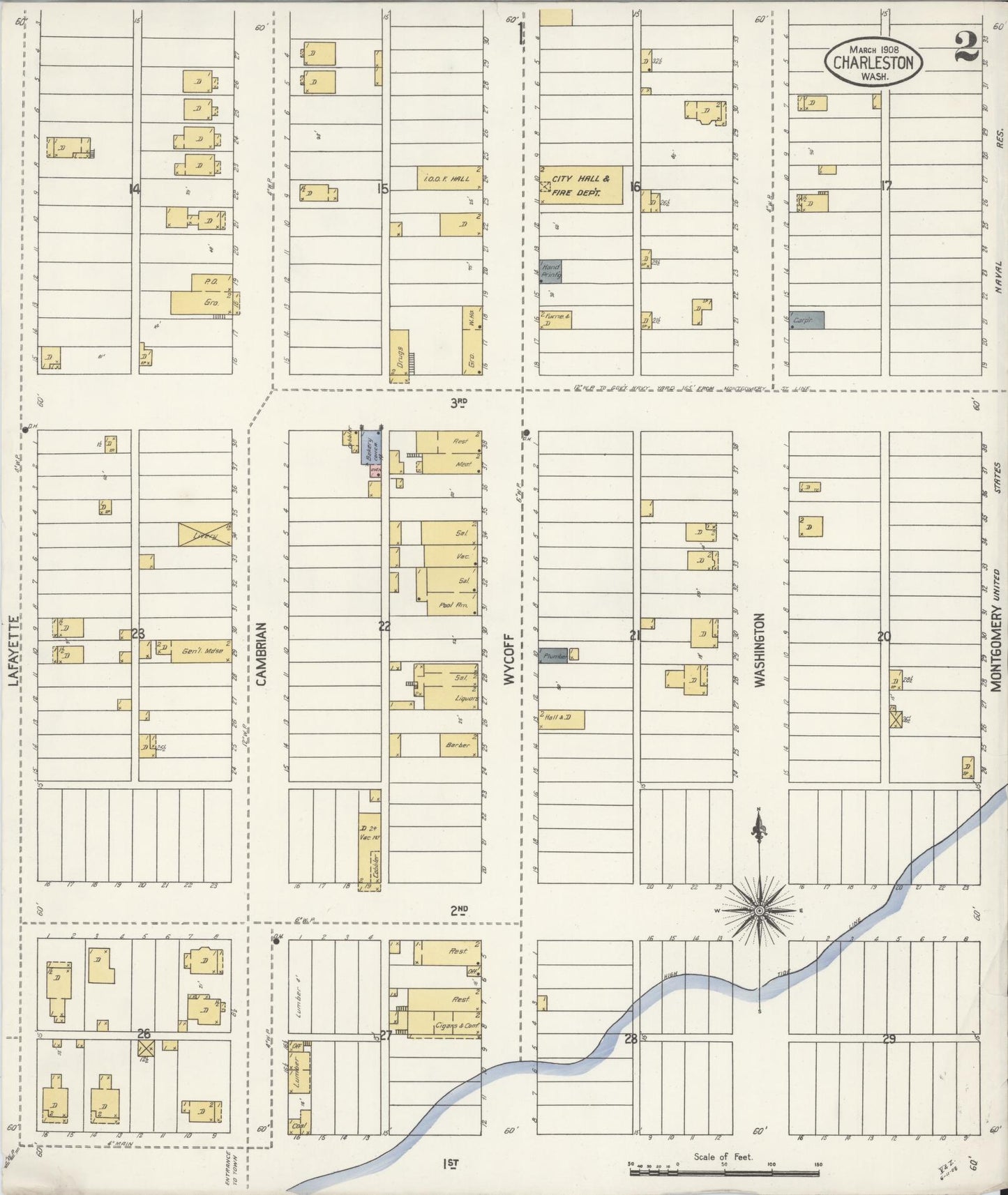 Sanborn Fire Insurance Map from Charleston, Kitsap County, Washington (1908), Sheet #0002 - Complete Map Set gallery image, historic Sanborn map, vintage wall art, Washington Washington