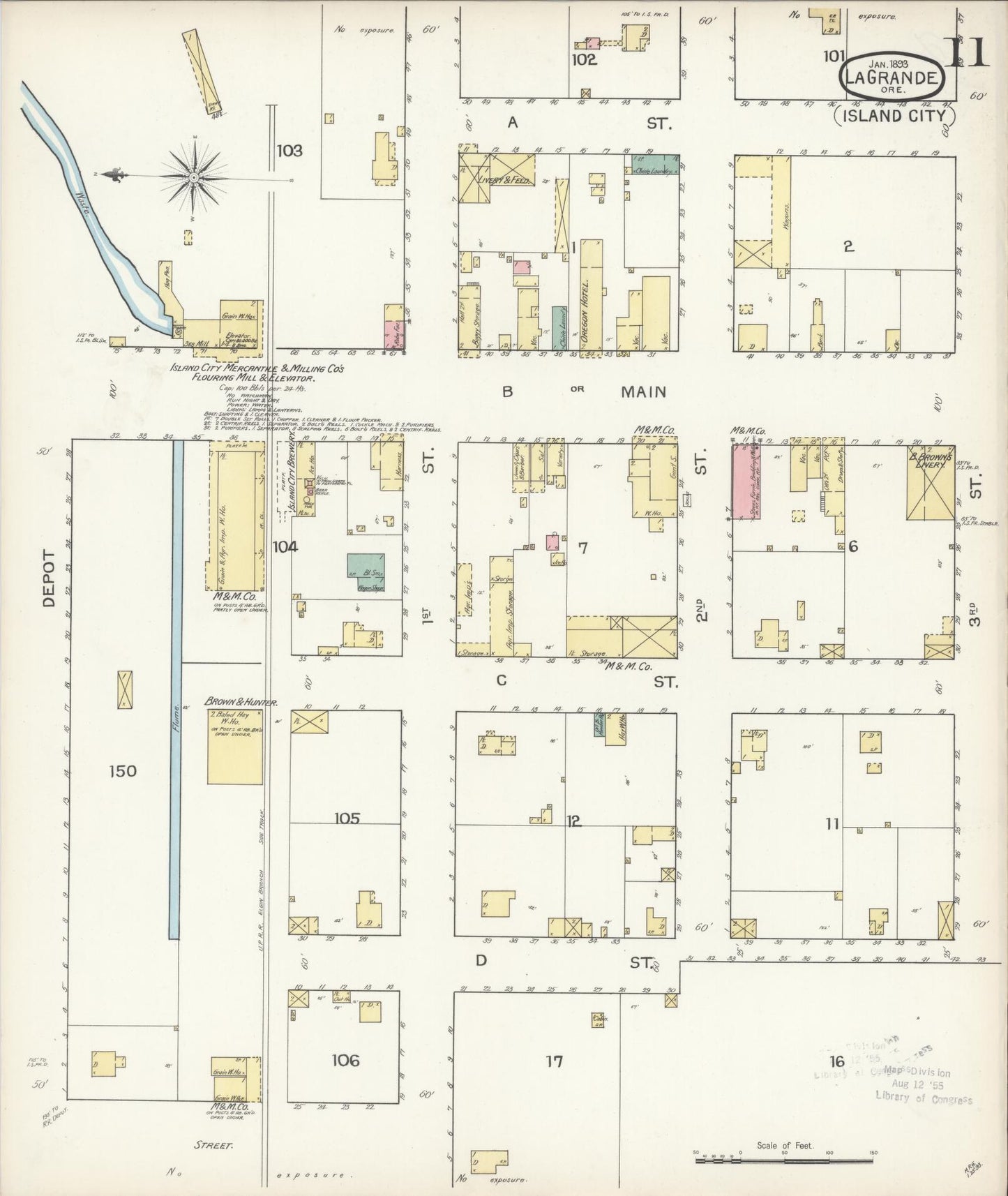 Sanborn Fire Insurance Map from La Grande, Union County, Oregon (1893), Sheet #0011 - Complete Map Set gallery image, historic Sanborn map, vintage wall art, Oregon Oregon