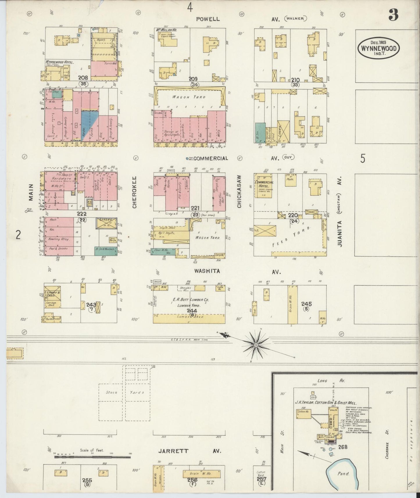 Sanborn Fire Insurance Map from Wynnewood, Garvin County, Oklahoma (1903), Sheet #0003 - Historic Sanborn Fire Insurance Map Print, vintage old map wall art, antique decor, genealogy gift, Oklahoma Oklahoma map