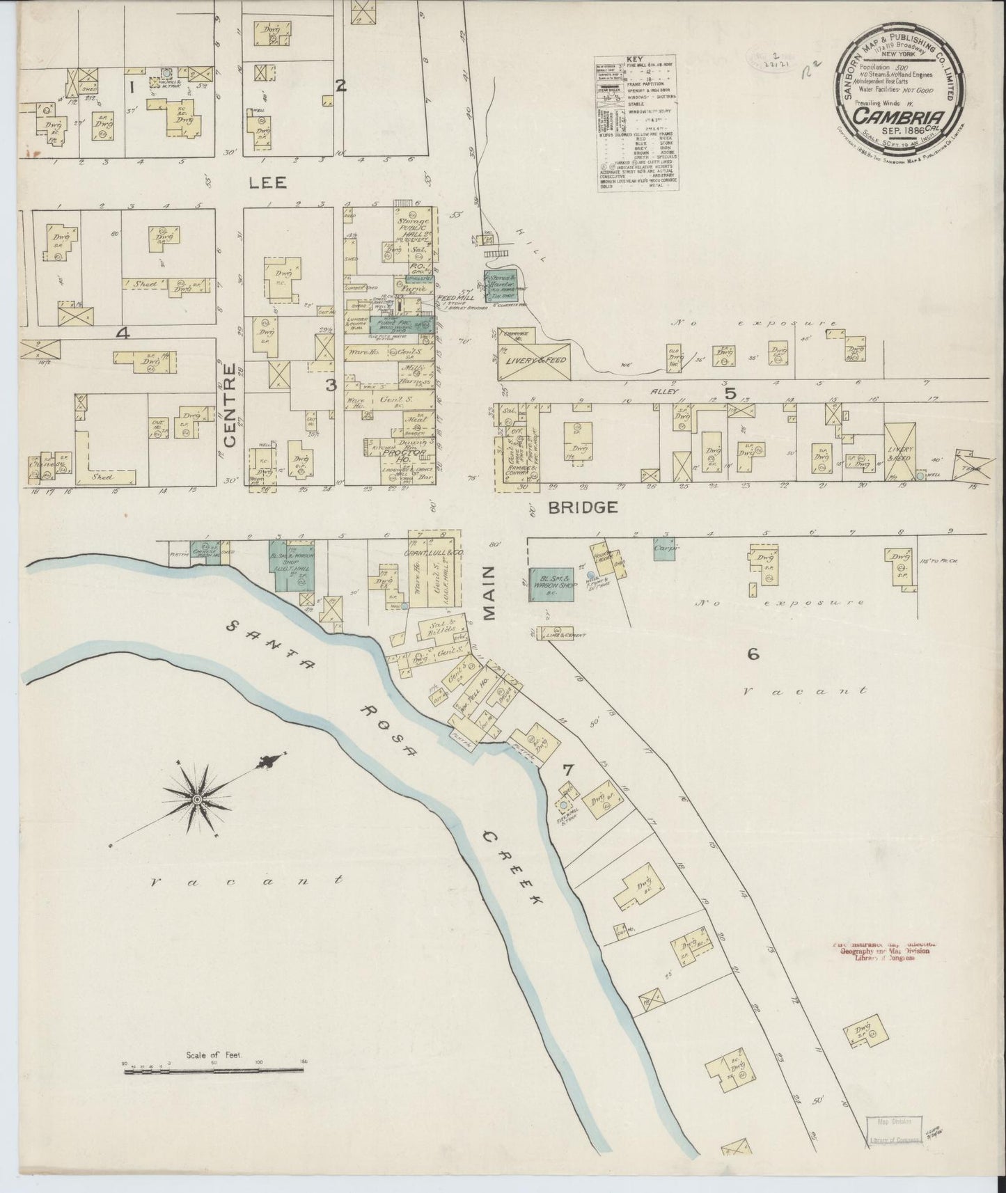 Sanborn Fire Insurance Map from Cambria, San Luis Obispo County, California (1886), Sheet #0001 - Historic Sanborn Fire Insurance Map Print, vintage old map wall art, antique decor, genealogy gift, California California map