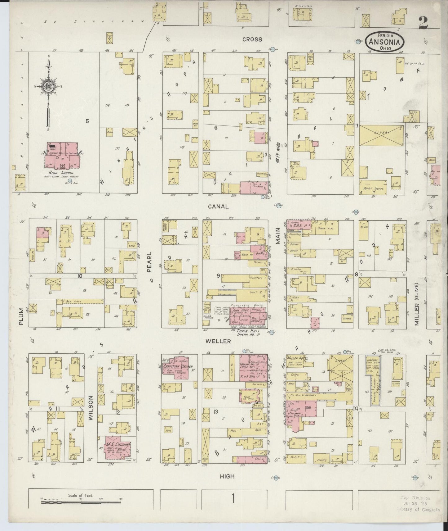 Sanborn Fire Insurance Map from Ansonia, Darke County, Ohio (1915), Sheet #0002 - Complete Map Set gallery image, historic Sanborn map, vintage wall art, Ohio Ohio