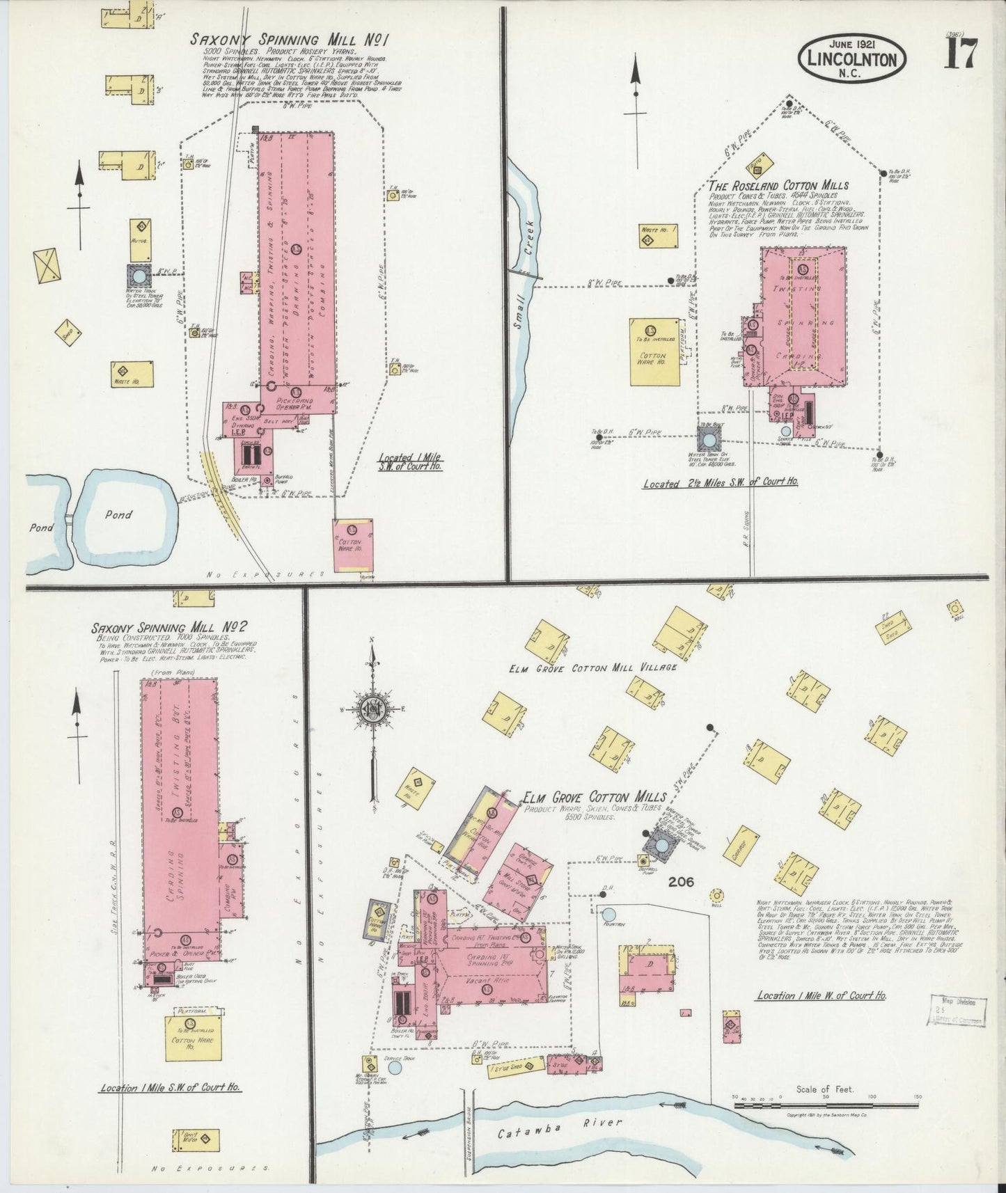 Sanborn Fire Insurance Map from Lincolnton, Lincoln County, North Carolina (1921), Sheet #0017 - Historic Sanborn Fire Insurance Map Print, vintage old map wall art, antique decor, genealogy gift, North Carolina North Carolina map