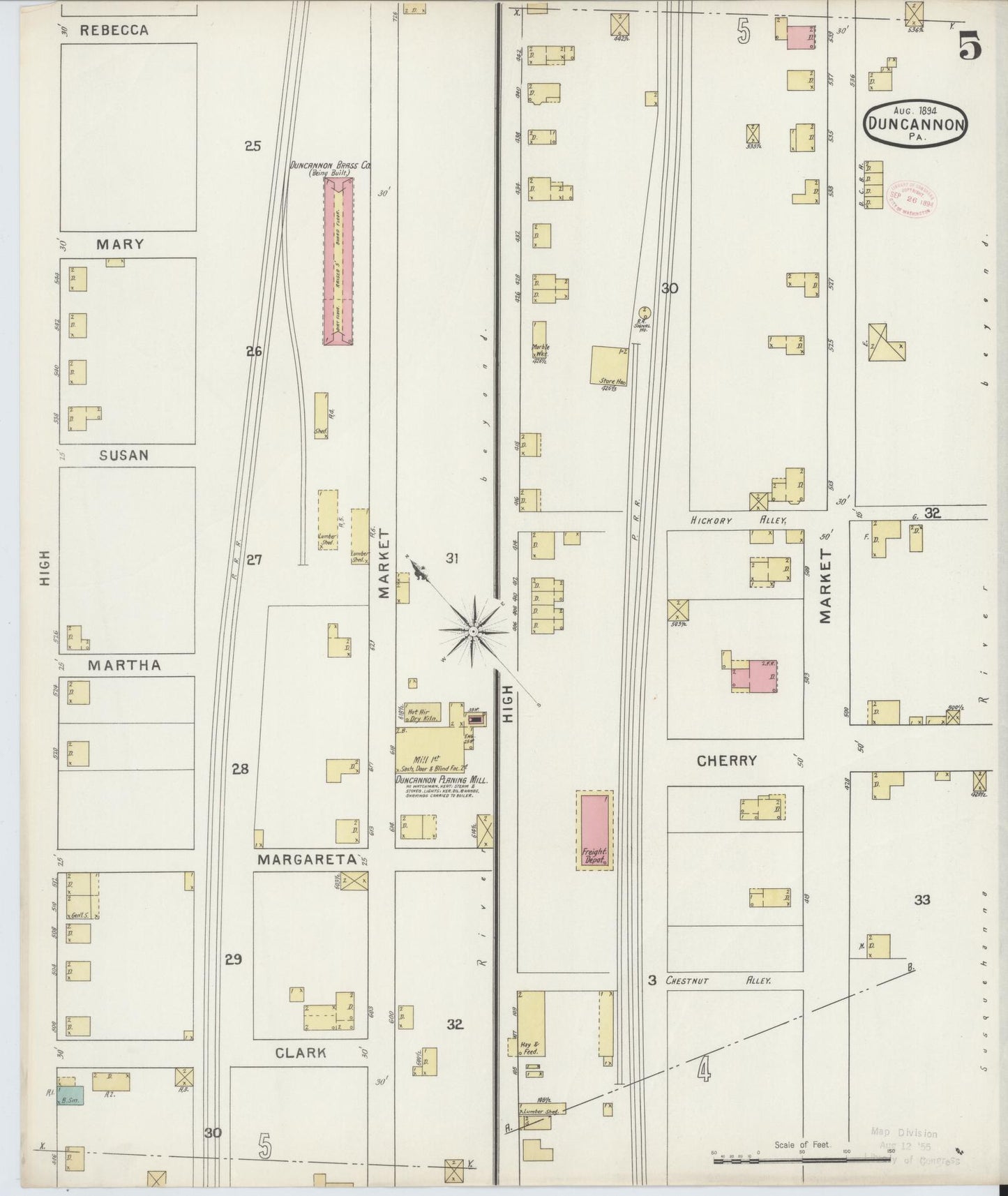 Sanborn Fire Insurance Map from Duncannon, Perry County, Pennsylvania (1894), Sheet #0005 - Historic Sanborn Fire Insurance Map Print, vintage old map wall art, antique decor, genealogy gift, Pennsylvania Pennsylvania map