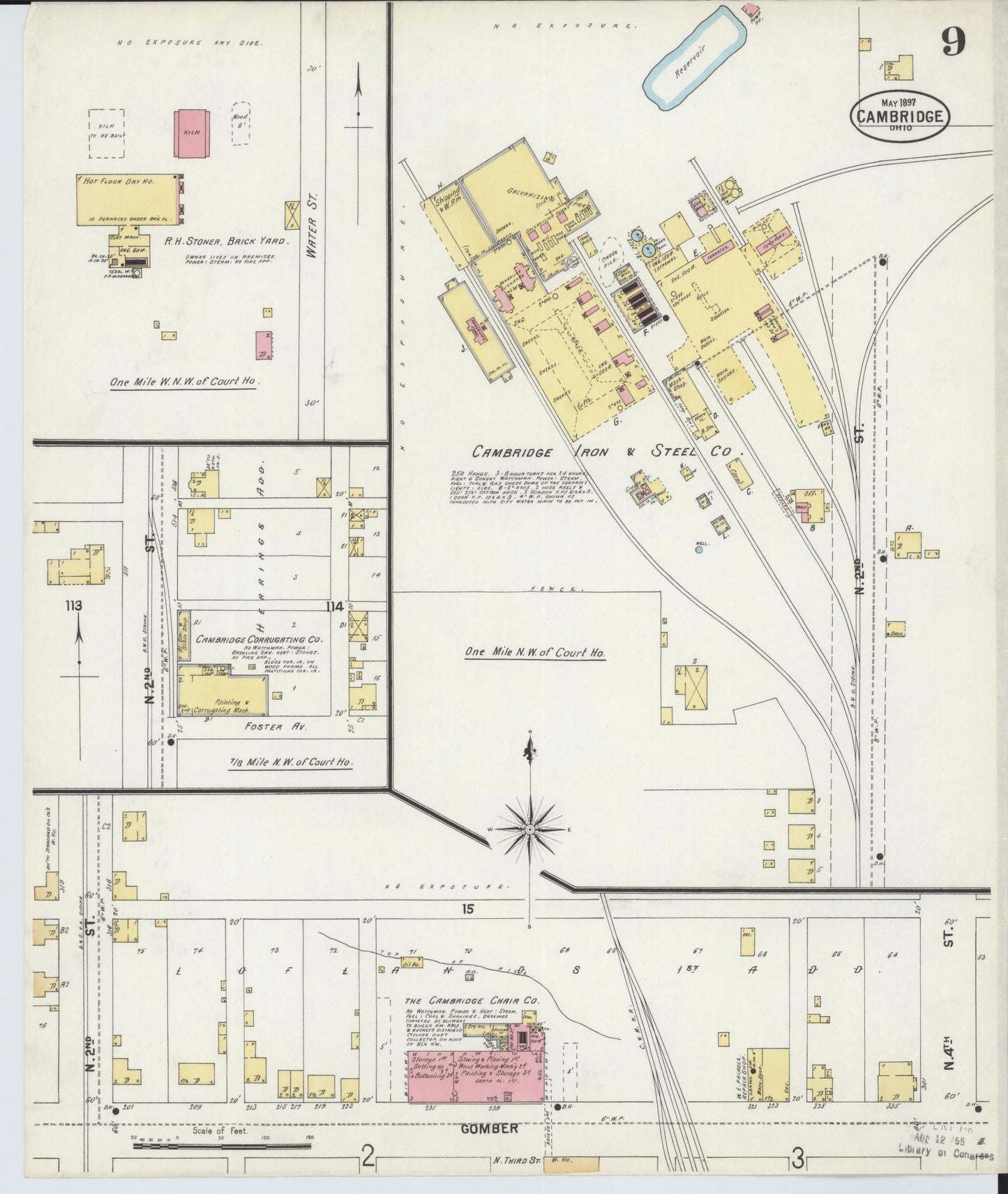 Sanborn Fire Insurance Map from Cambridge, Guernsey County, Ohio (1897), Sheet #0009 - Complete Map Set gallery image, historic Sanborn map, vintage wall art, Ohio Ohio