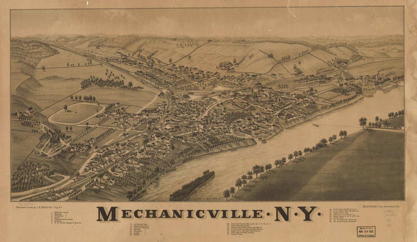 Mechanicville, N.Y. (1880) – Historic Bird’s-Eye View Panorama Print