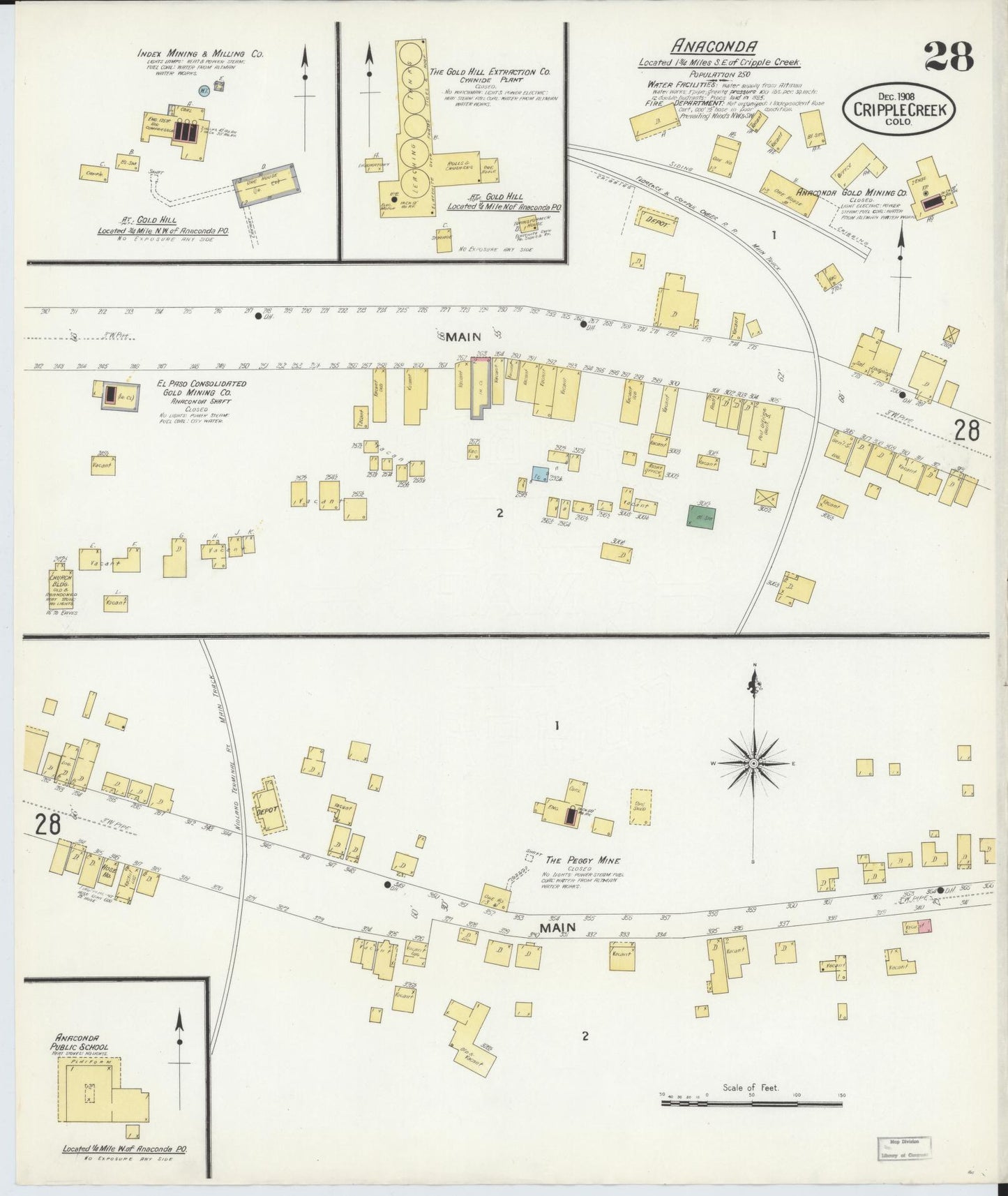 Sanborn Fire Insurance Map from Cripple Creek, Teller County, Colorado (1908), Sheet #0028 - Historic Sanborn Fire Insurance Map Print, vintage old map wall art, antique decor, genealogy gift, Colorado Colorado map