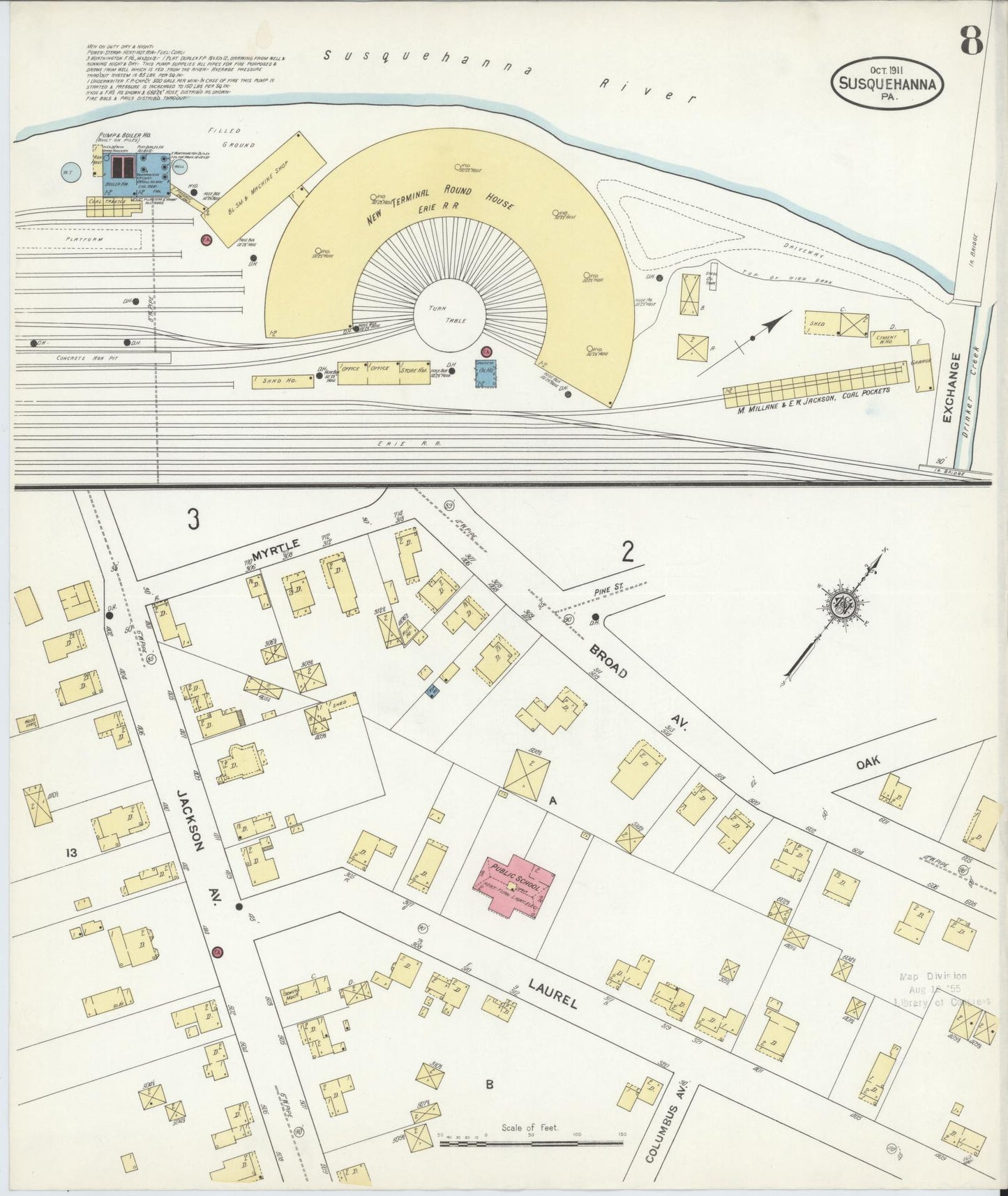 Sanborn Fire Insurance Map from Susquehanna, Susquehanna County, Pennsylvania (1911), Sheet #0008 - Complete Map Set gallery image, historic Sanborn map, vintage wall art, Pennsylvania Pennsylvania