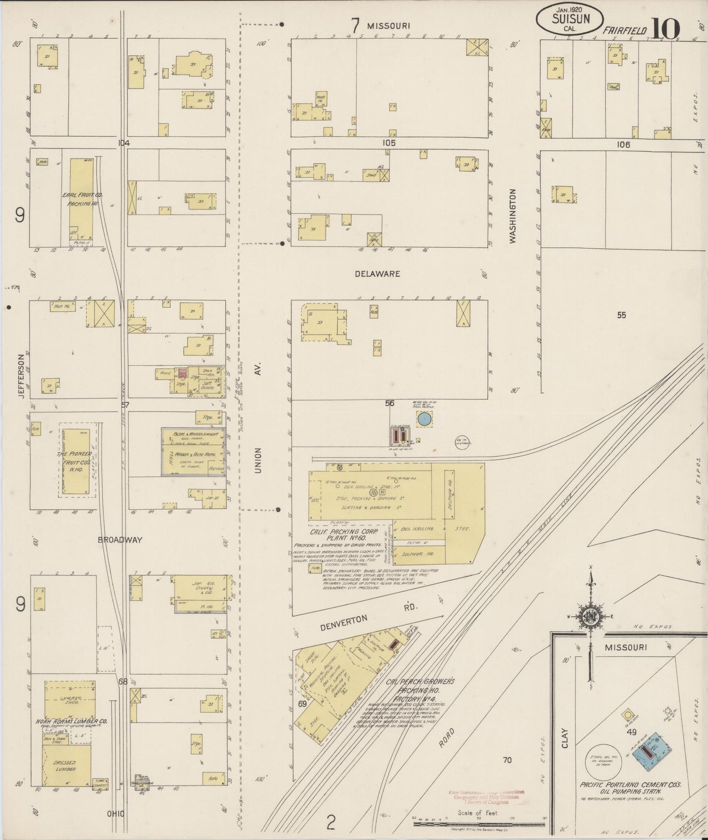 Sanborn Fire Insurance Map from Suisun, Solano County, California (1920), Sheet #0010 - Complete Map Set gallery image, historic Sanborn map, vintage wall art, California California