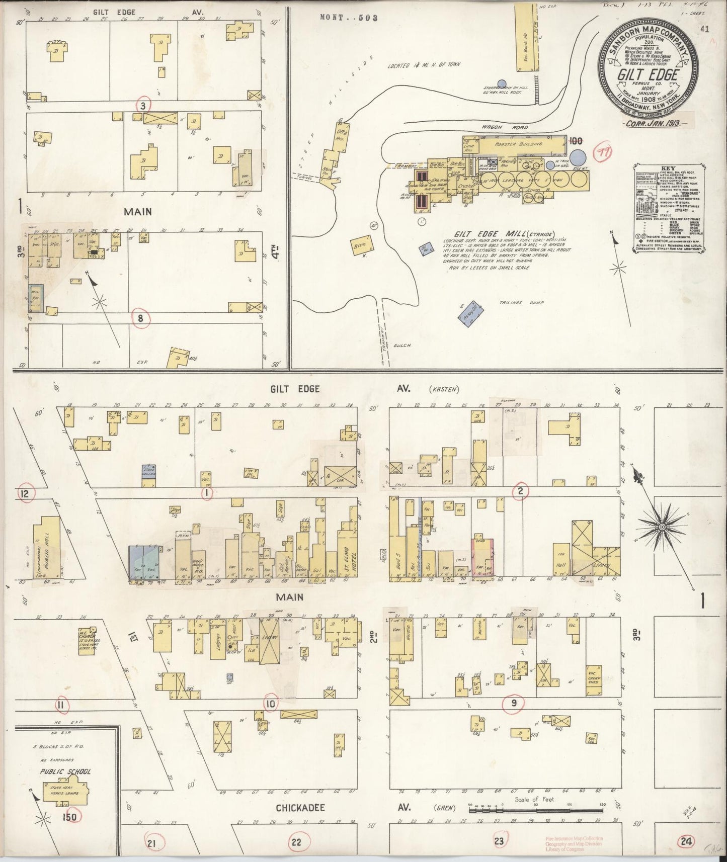 Sanborn Fire Insurance Map from Gilt Edge, Fergus County, Montana. (1913) – Historic Sanborn Fire Insurance Map Print