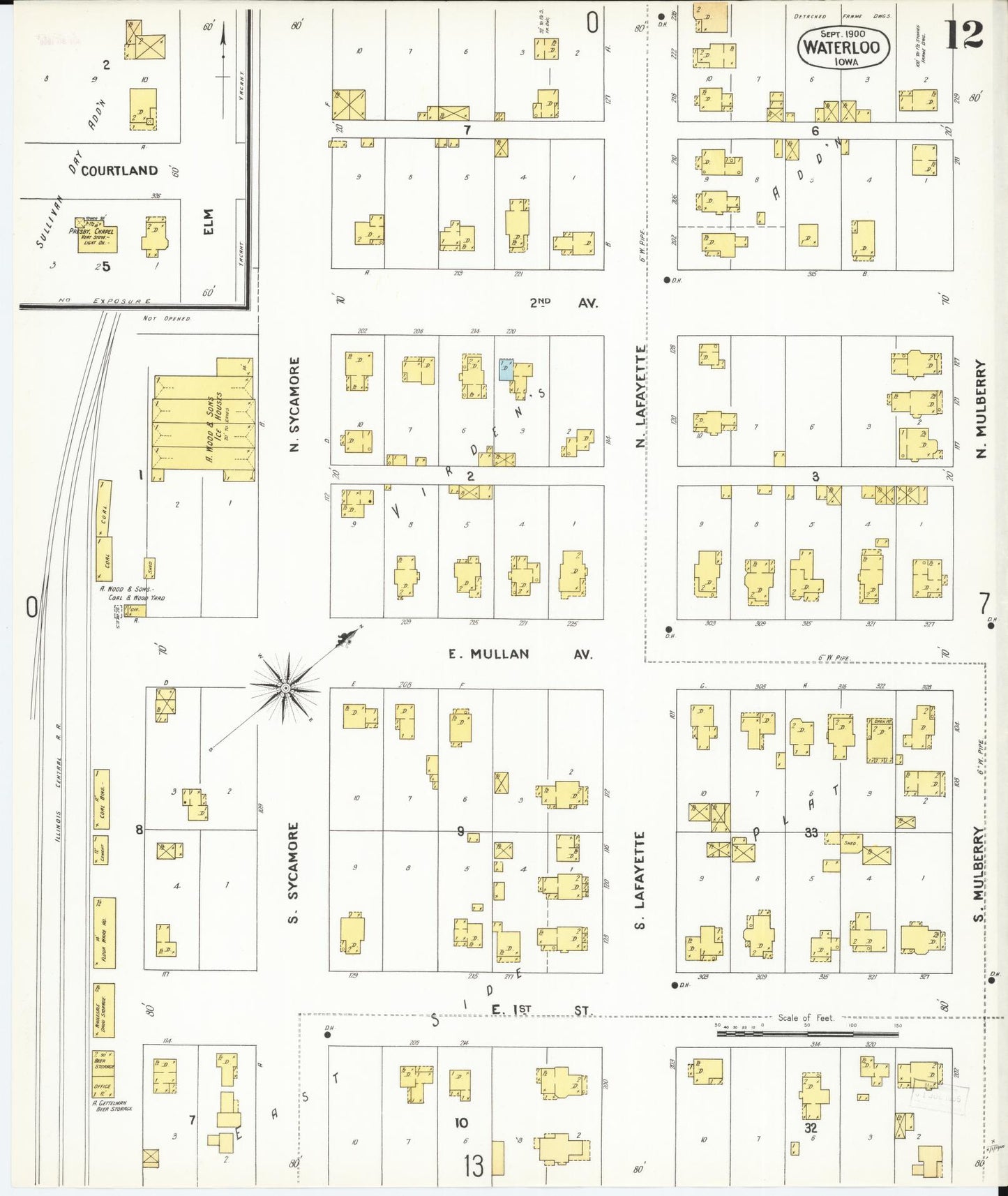 Sanborn Fire Insurance Map from Waterloo, Black Hawk County, Iowa (1900), Sheet #0012 - Historic Sanborn Fire Insurance Map Print