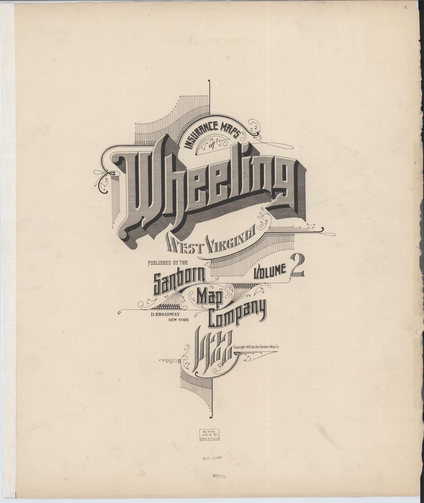 Sanborn Fire Insurance Map from Wheeling, Ohio County, West Virginia (1922), Sheet #0001 - Historic Sanborn Fire Insurance Map Print, vintage old map wall art, antique decor, genealogy gift, Wheeling Ohio map