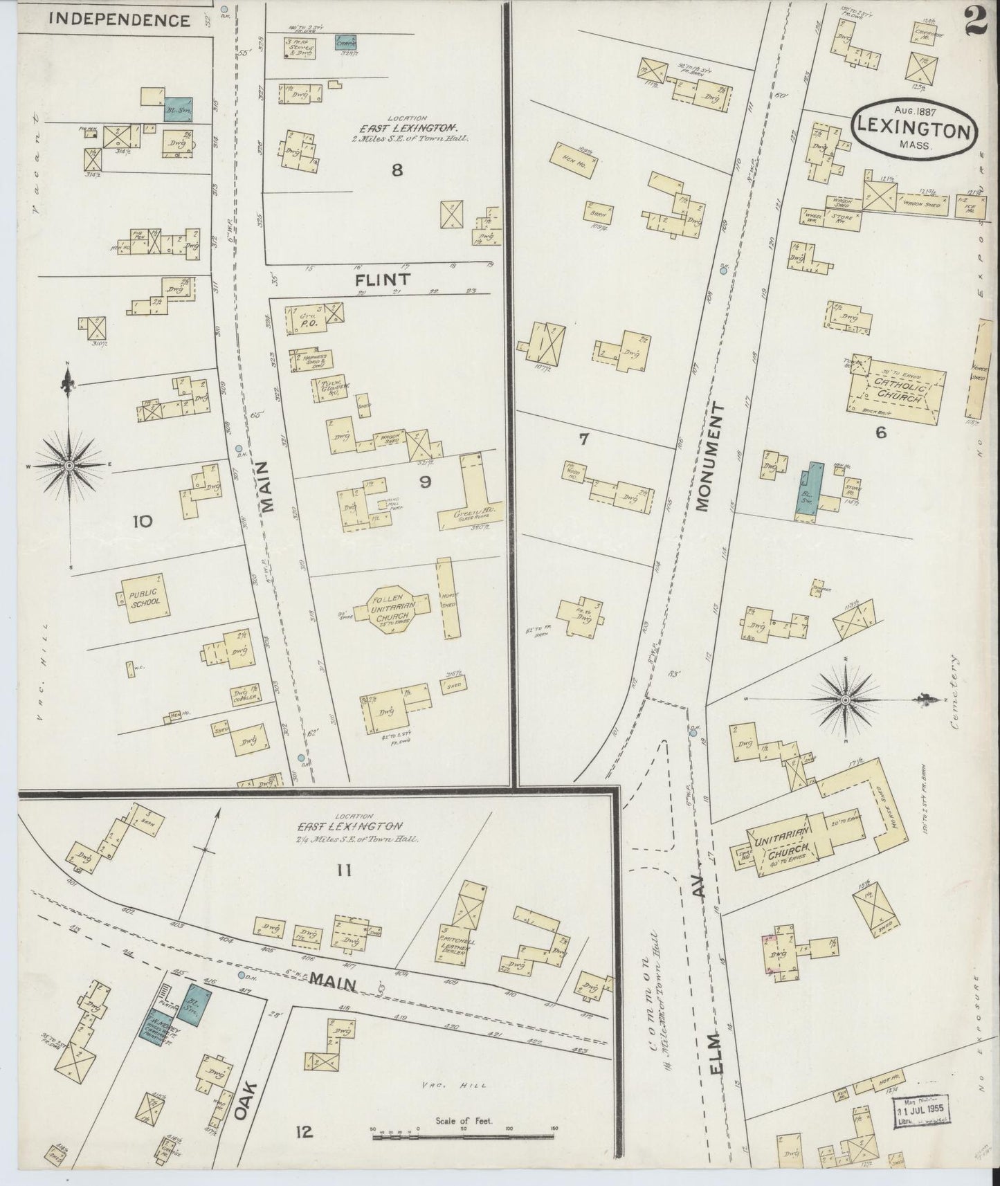 Sanborn Fire Insurance Map from Lexington, Middlesex County, Massachusetts (1887), Sheet #0002 - Complete Map Set gallery image, historic Sanborn map, vintage wall art, Massachusetts Massachusetts