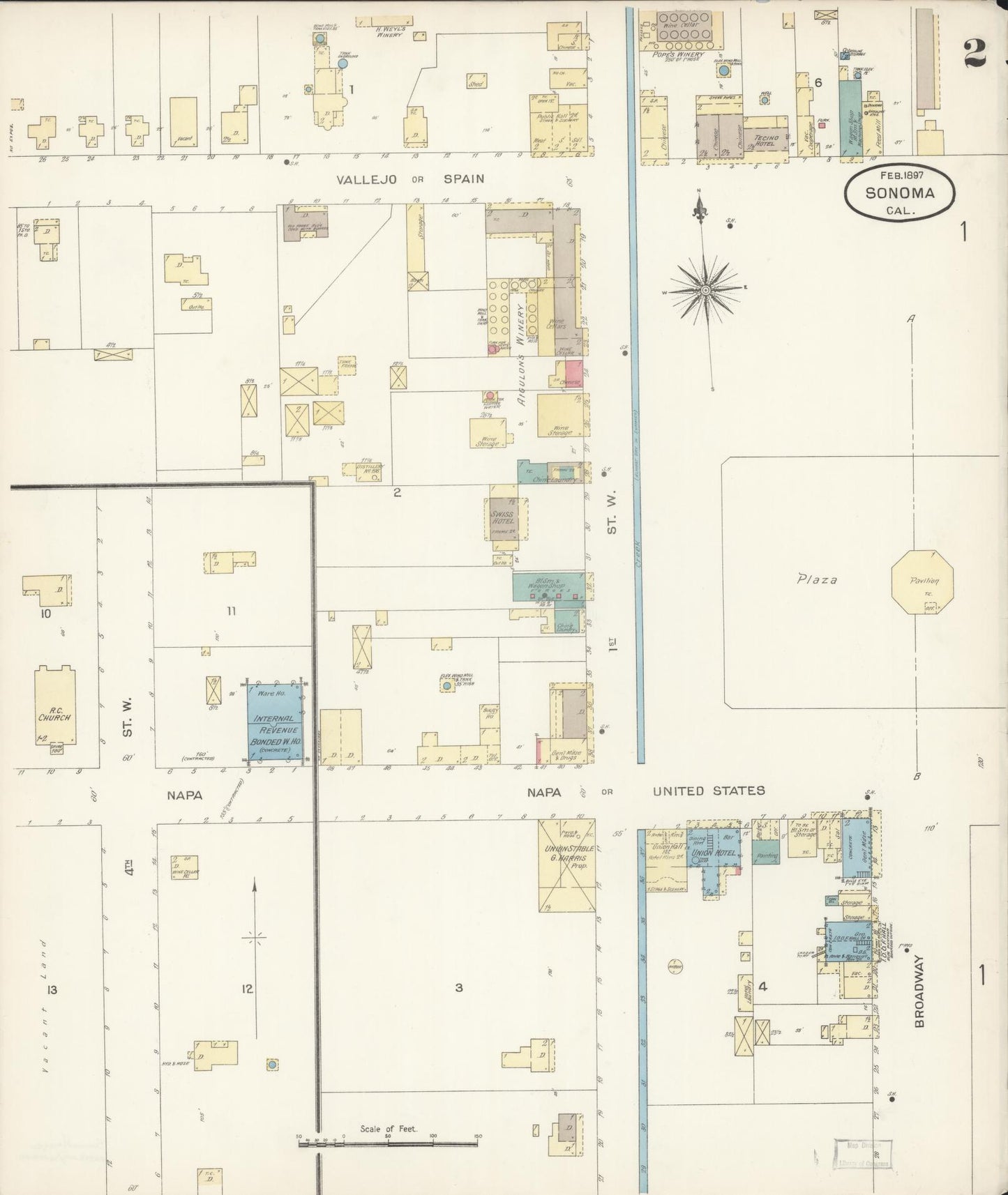 Sanborn Fire Insurance Map from Sonoma, Sonoma County, California (1897), Sheet #0002 - Complete Map Set gallery image, historic Sanborn map, vintage wall art, California California
